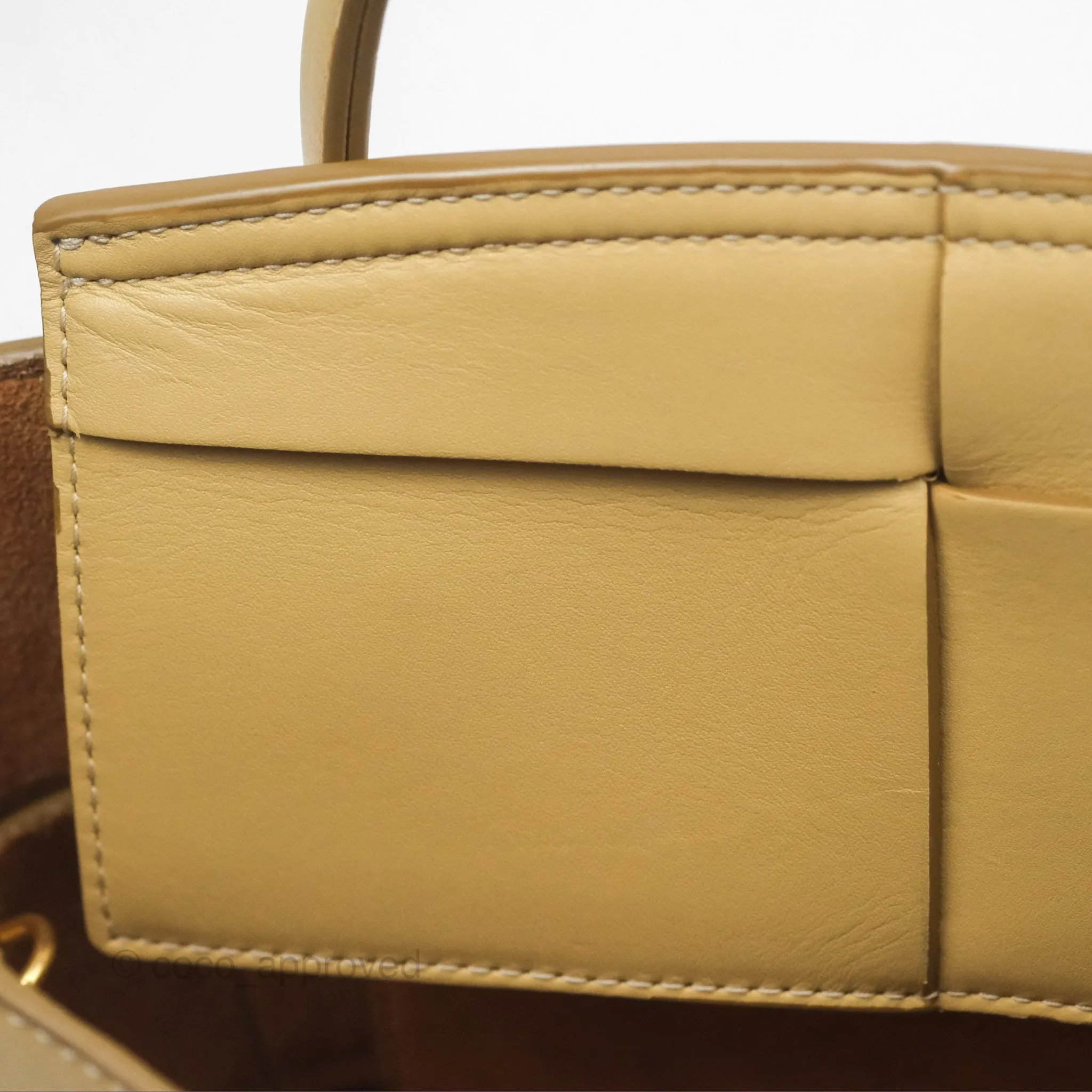Bottega Veneta Arco Mini Intrecciato Textured-leather Tote Yellow