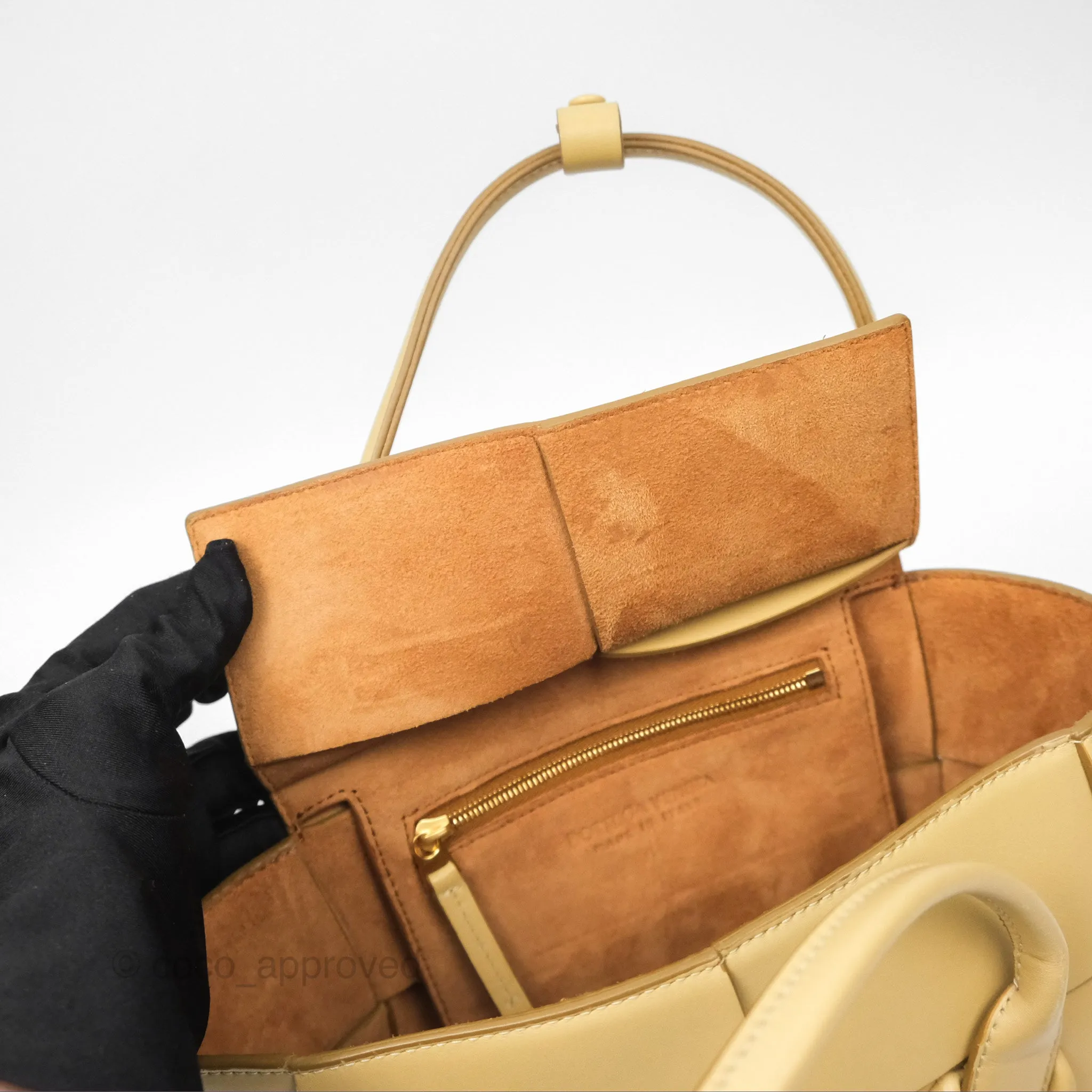 Bottega Veneta Arco Mini Intrecciato Textured-leather Tote Yellow