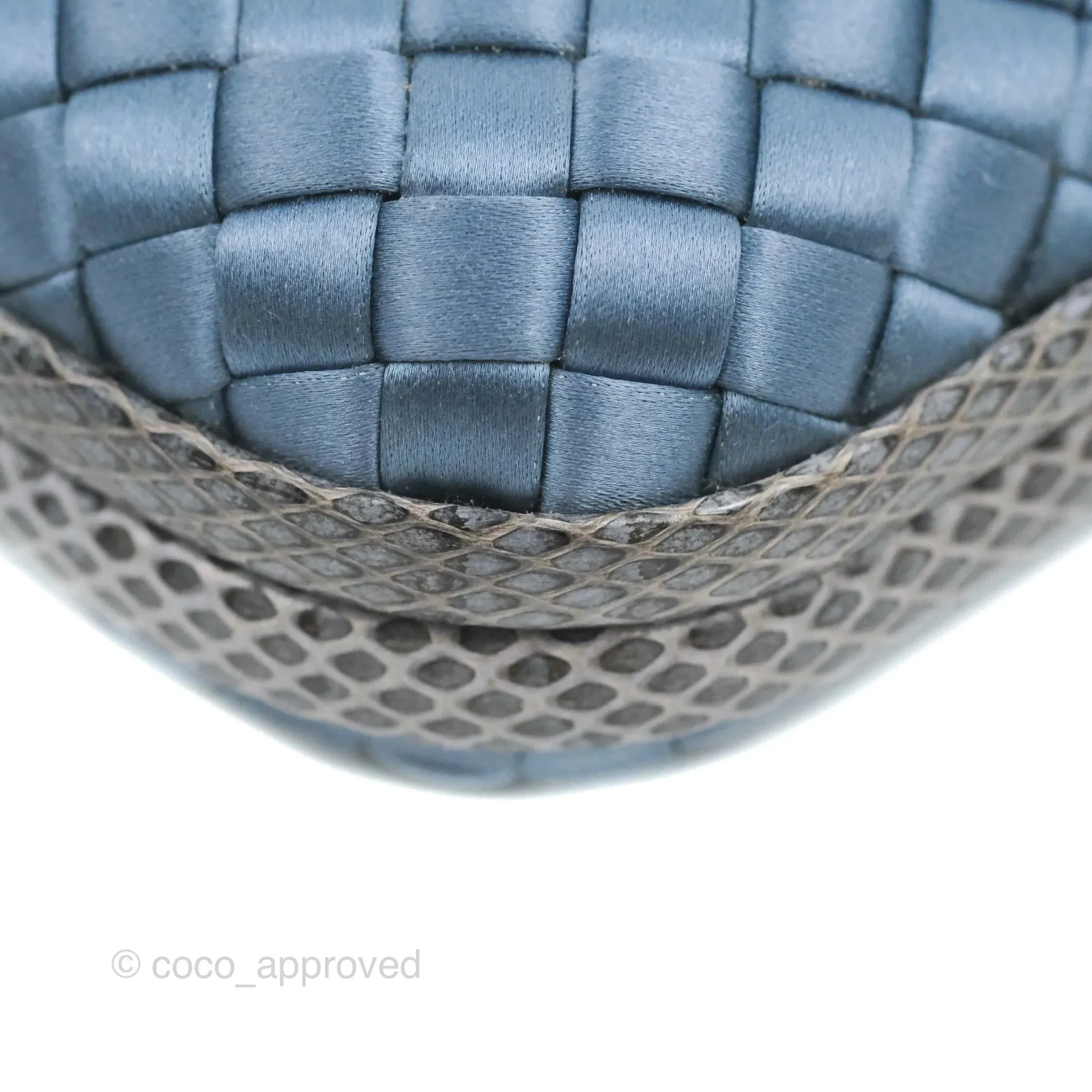 Bottega Veneta Ayers Satin Intreccio Stretch Knot Clutch Navy