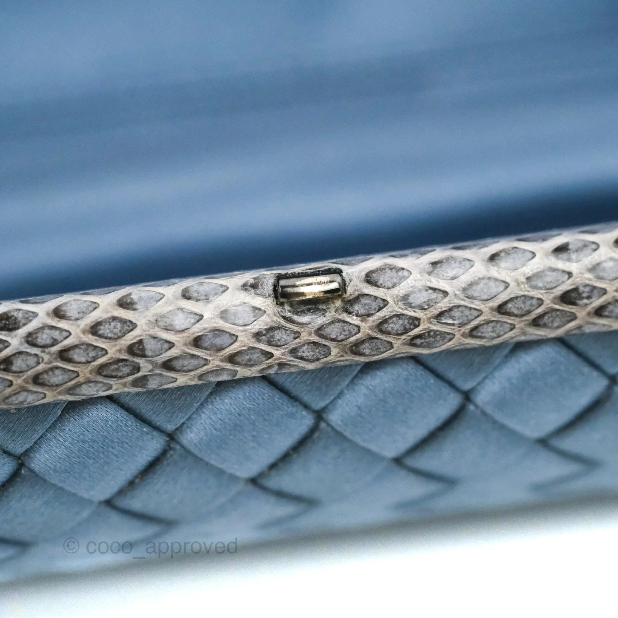 Bottega Veneta Ayers Satin Intreccio Stretch Knot Clutch Navy
