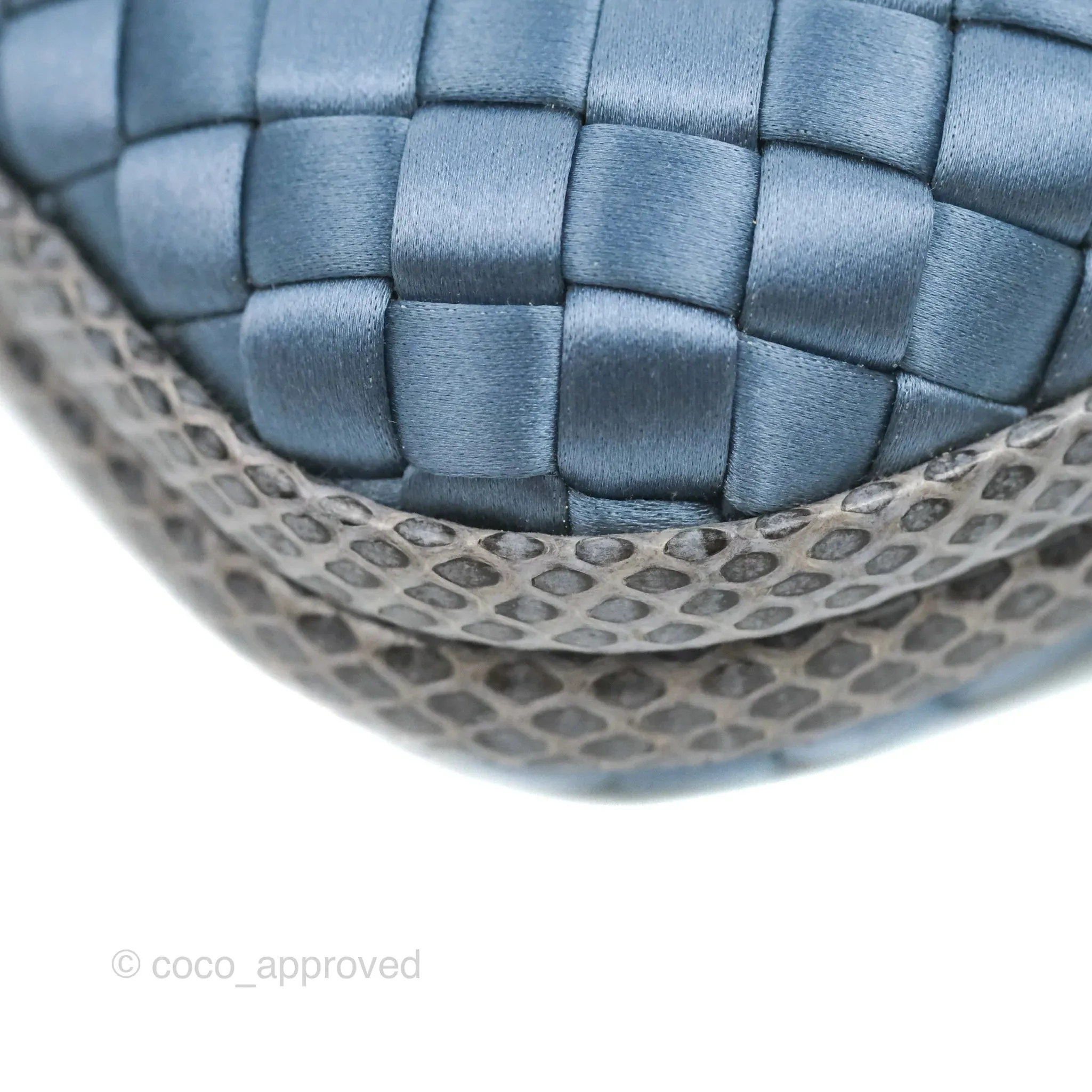 Bottega Veneta Ayers Satin Intreccio Stretch Knot Clutch Navy