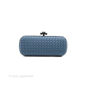 Bottega Veneta Ayers Satin Intreccio Stretch Knot Clutch Navy