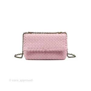 Bottega Veneta Baby Nappa Intrecciato Olimpia Shoulder Bag Pink