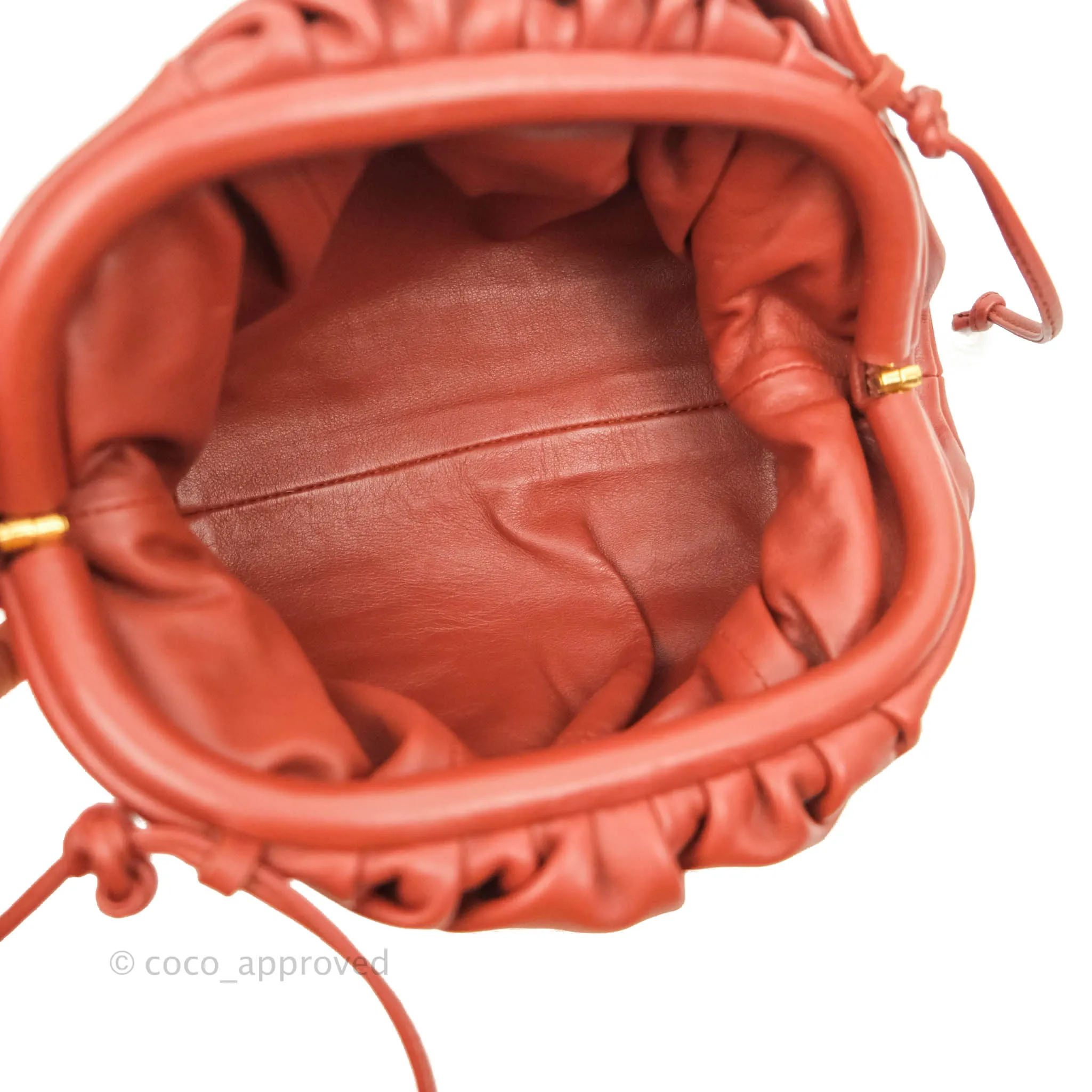 Bottega Veneta Butter Calfskin The Mini Pouch Bordeaux Brick Red