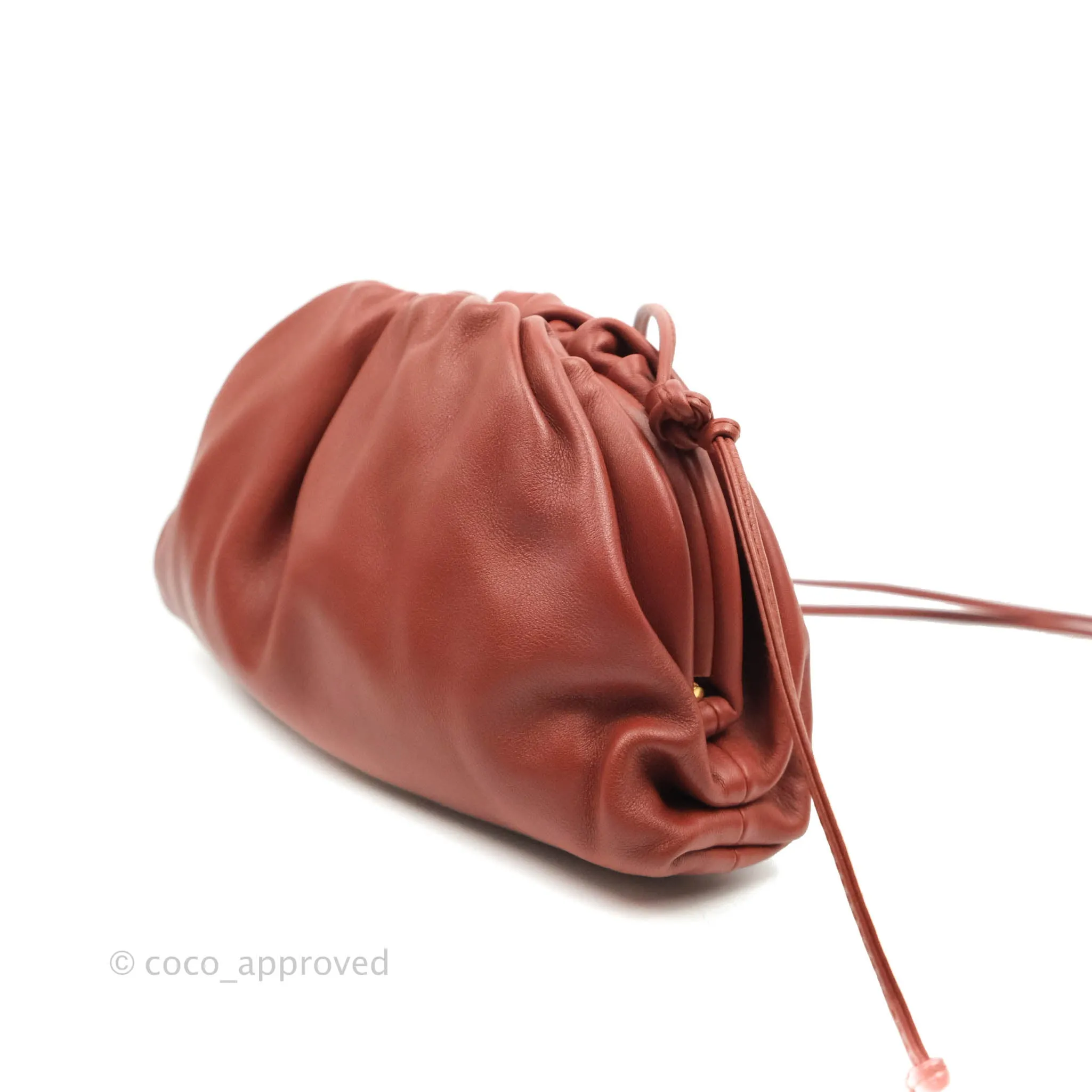 Bottega Veneta Butter Calfskin The Mini Pouch Bordeaux Brick Red