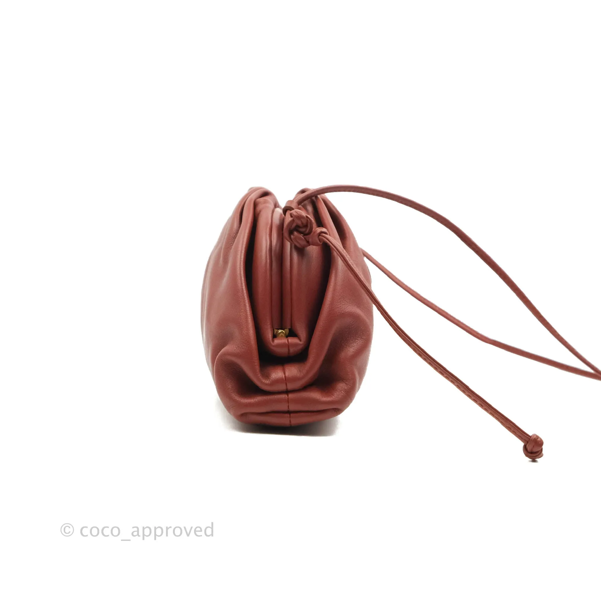 Bottega Veneta Butter Calfskin The Mini Pouch Bordeaux Brick Red