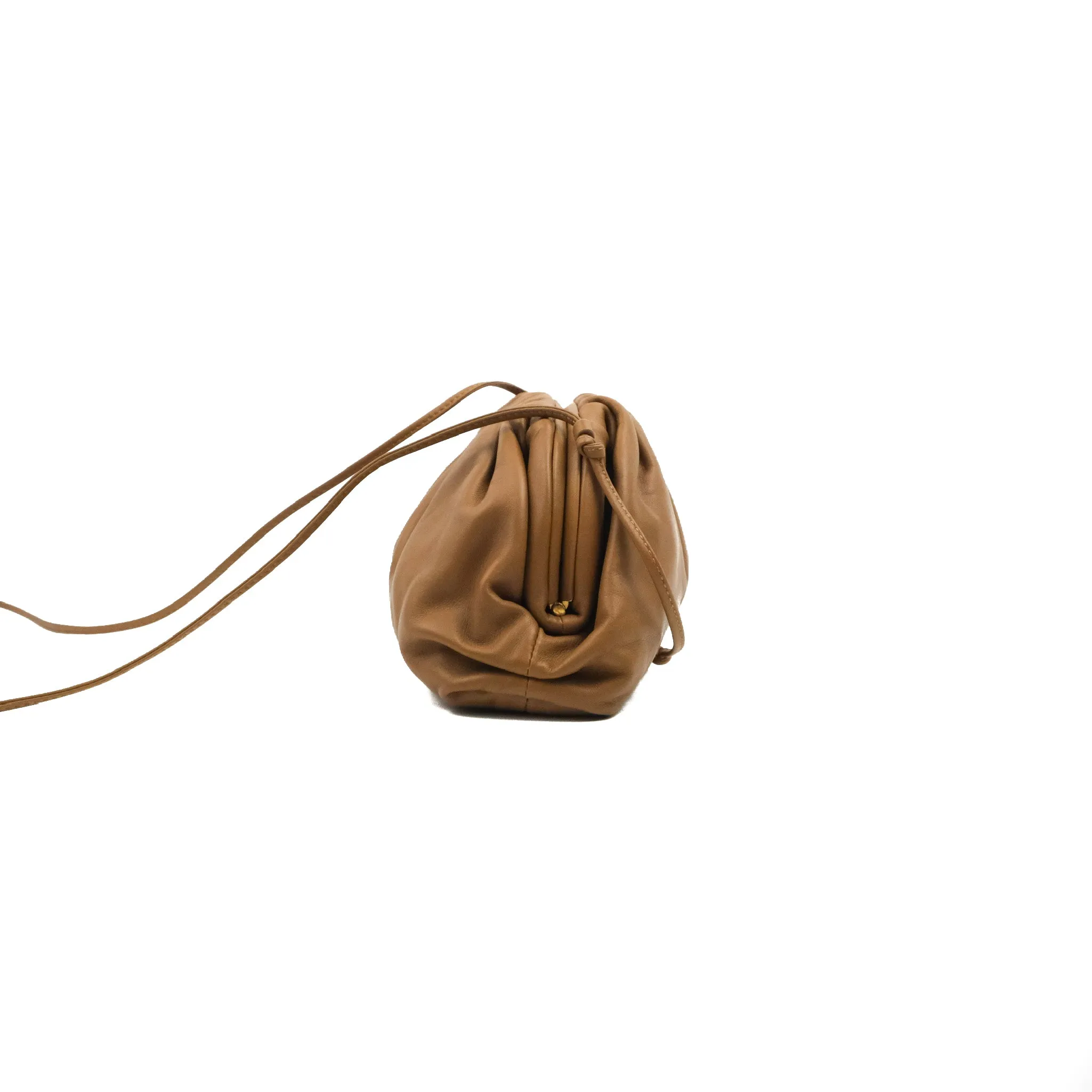 Bottega Veneta Butter Calfskin The Mini Pouch Dark Caramel