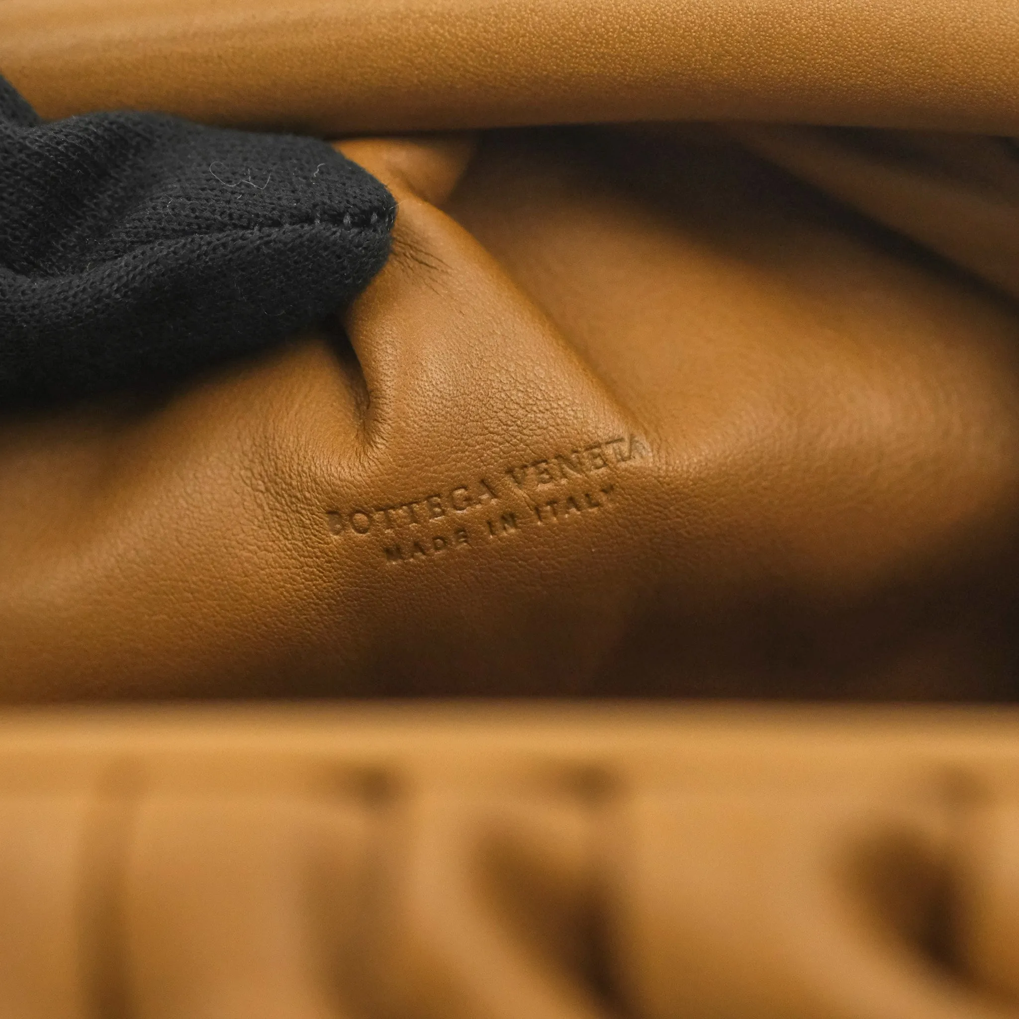 Bottega Veneta Butter Calfskin The Mini Pouch Dark Caramel
