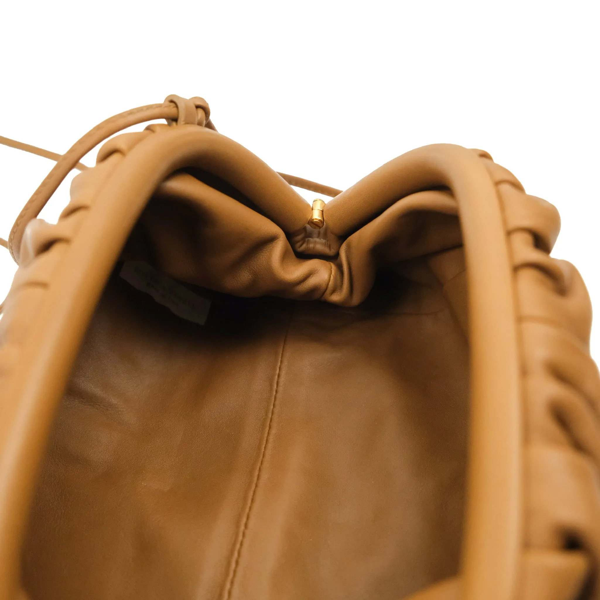 Bottega Veneta Butter Calfskin The Mini Pouch Dark Caramel