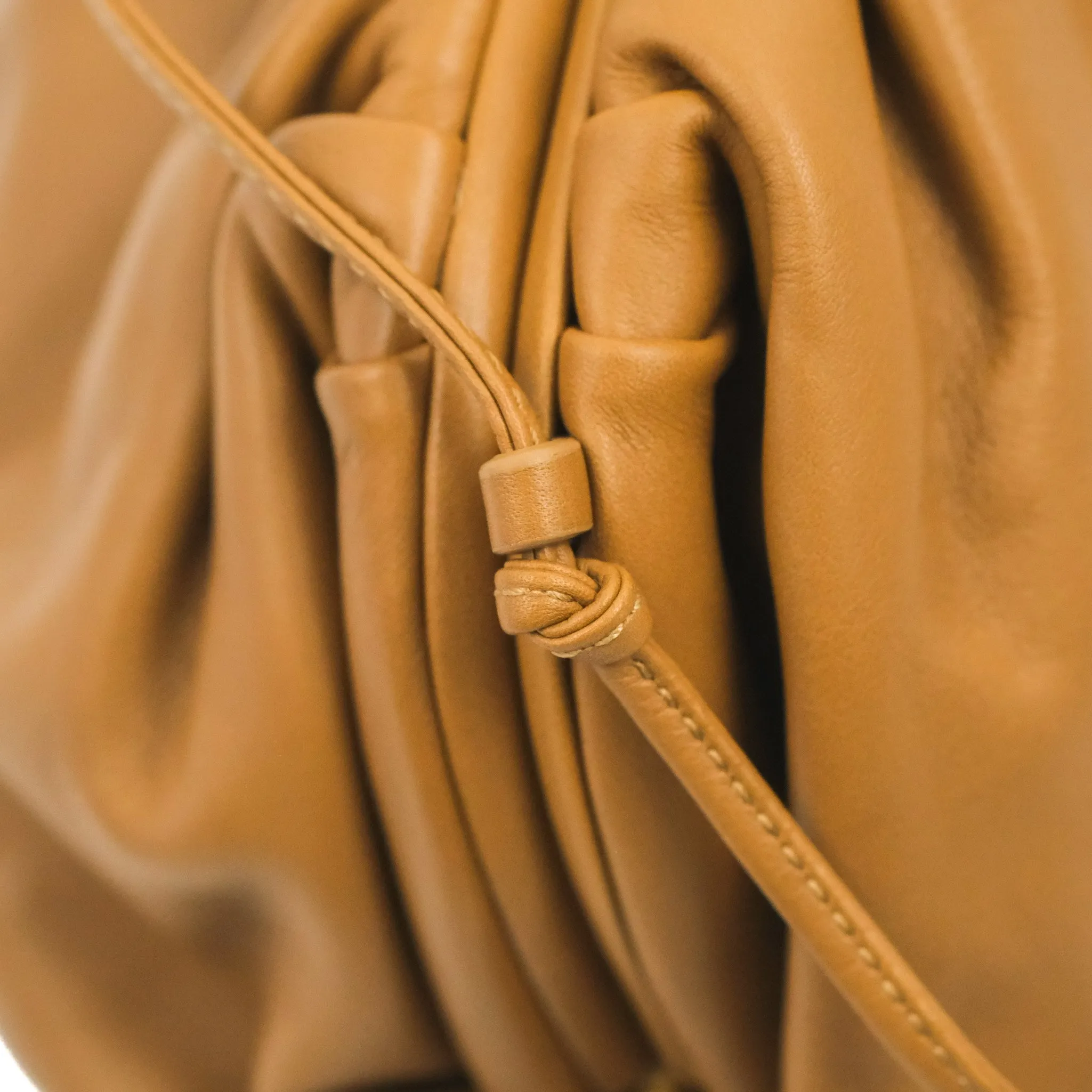 Bottega Veneta Butter Calfskin The Mini Pouch Dark Caramel