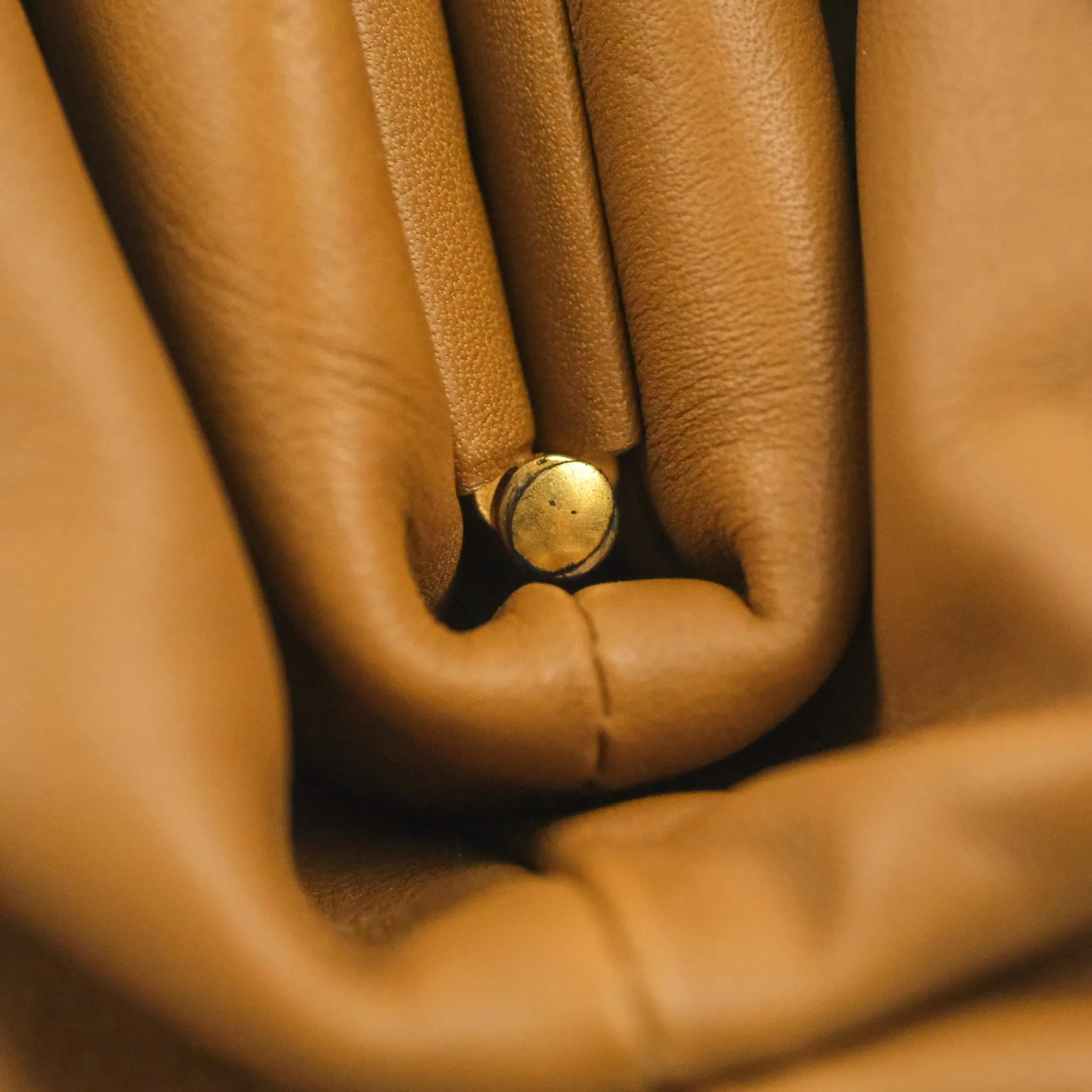 Bottega Veneta Butter Calfskin The Mini Pouch Dark Caramel