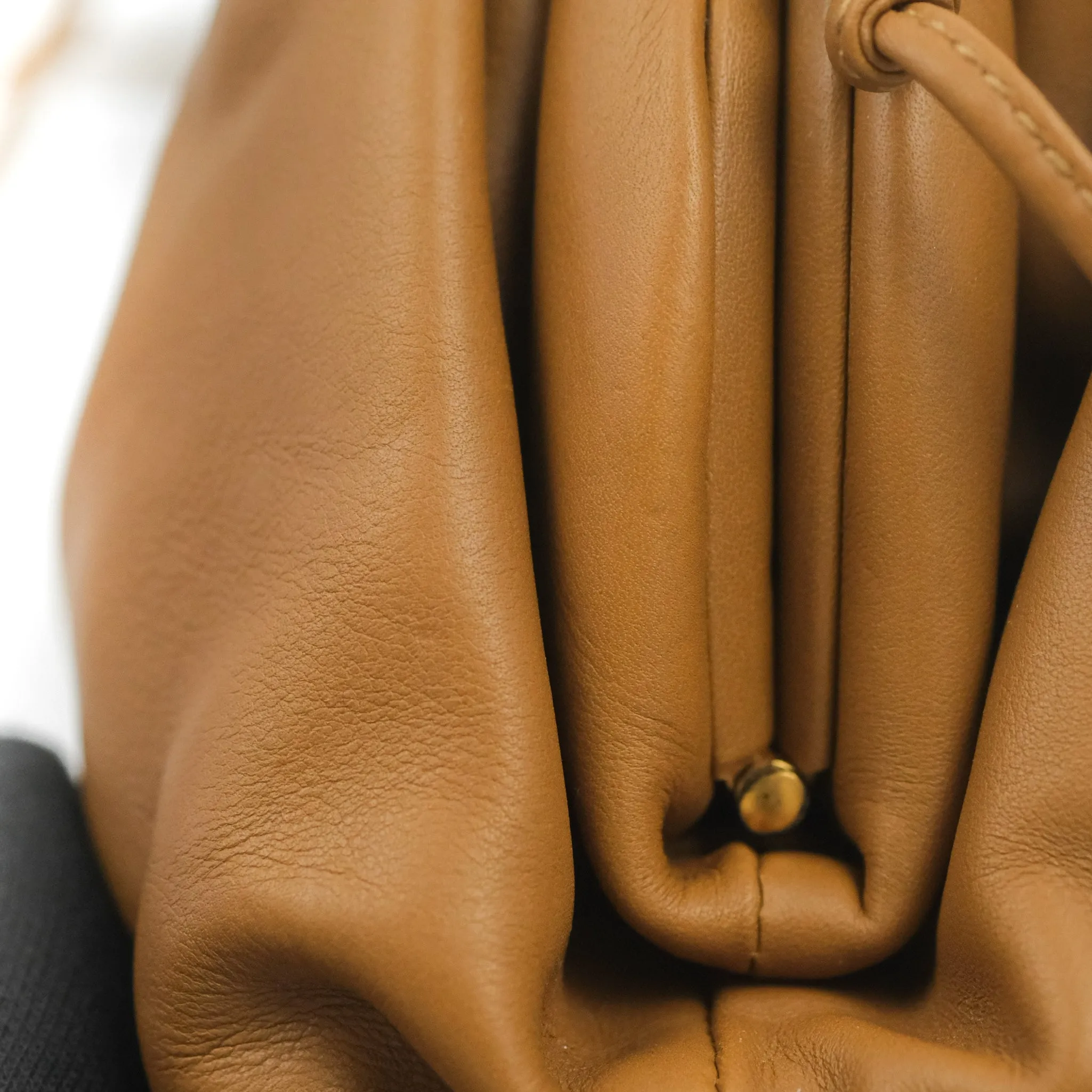 Bottega Veneta Butter Calfskin The Mini Pouch Dark Caramel
