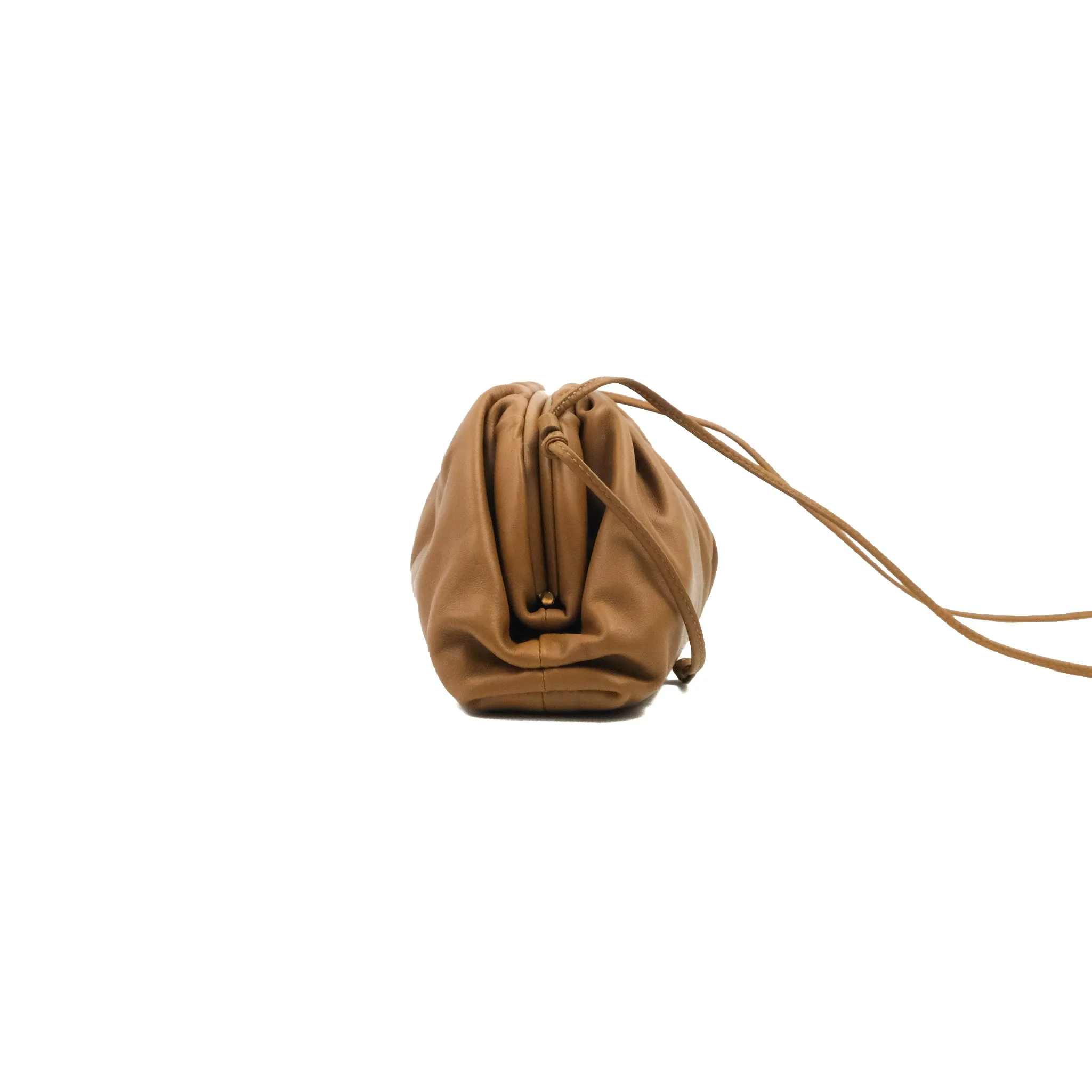 Bottega Veneta Butter Calfskin The Mini Pouch Dark Caramel