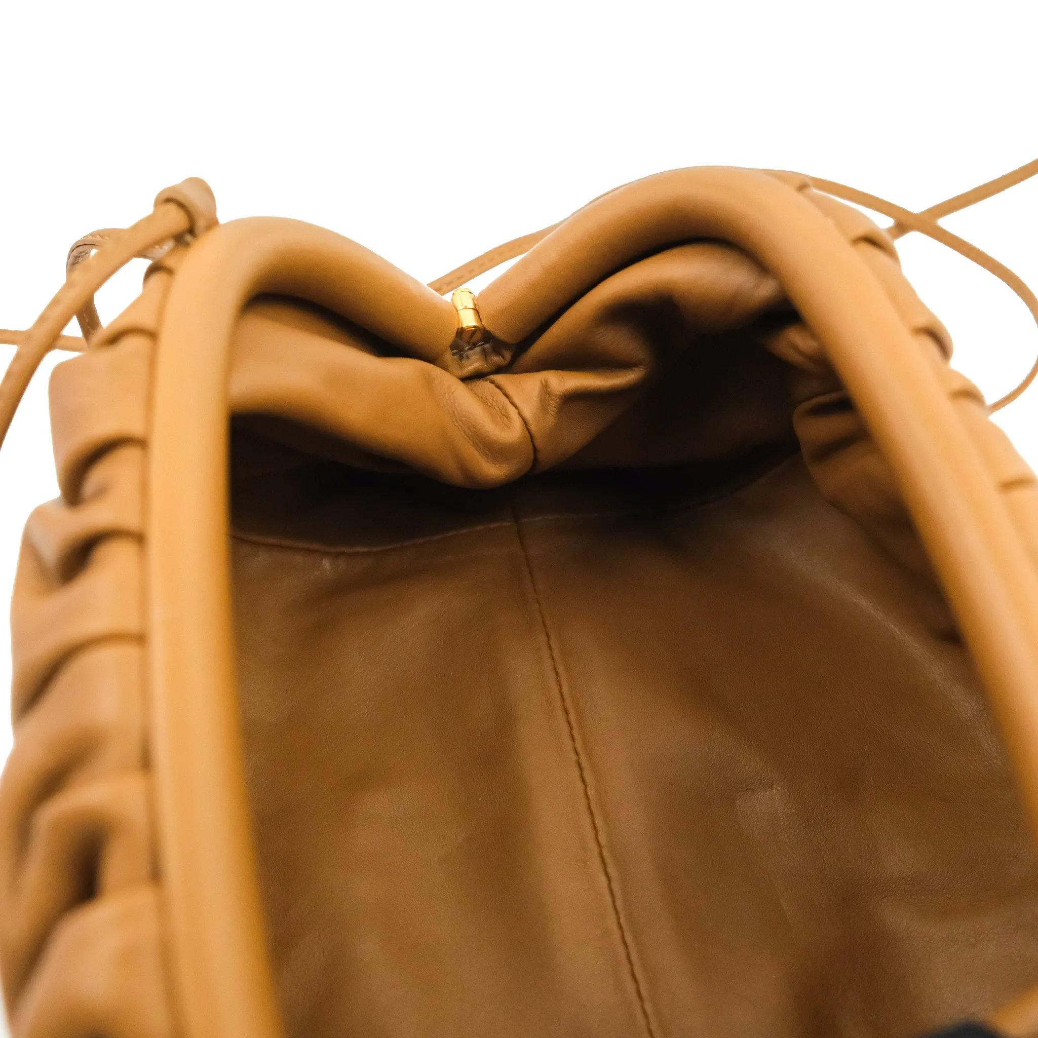 Bottega Veneta Butter Calfskin The Mini Pouch Dark Caramel