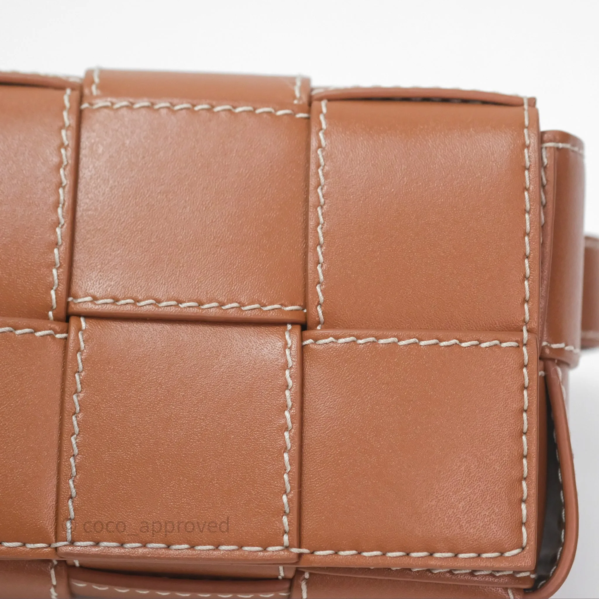 Bottega Veneta Cassette Belt Bag Intreccio Calfskin Wood/ Natural