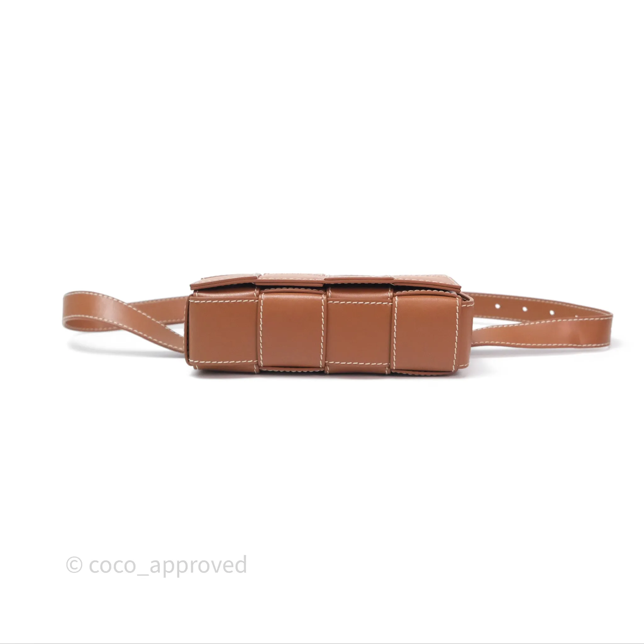 Bottega Veneta Cassette Belt Bag Intreccio Calfskin Wood/ Natural