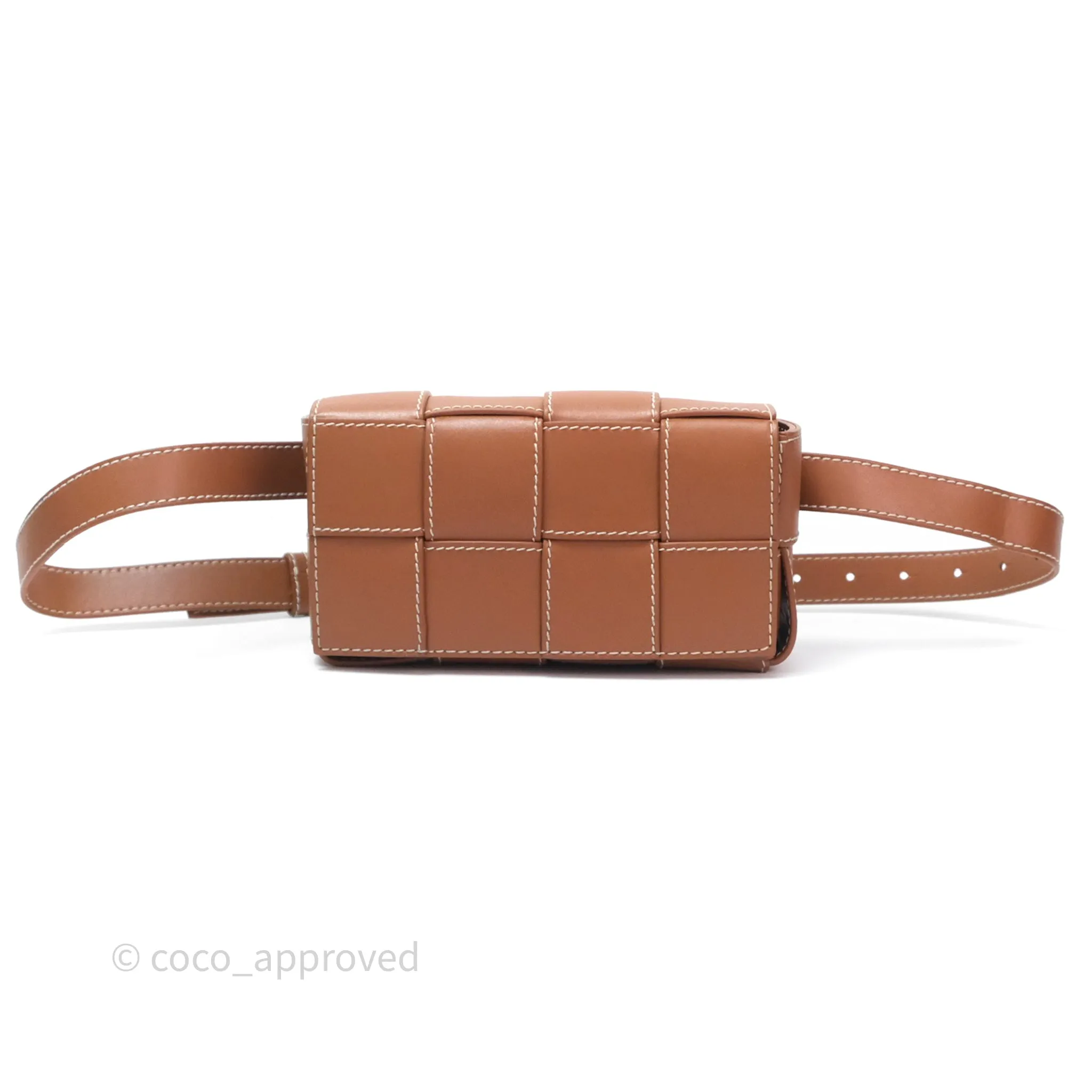 Bottega Veneta Cassette Belt Bag Intreccio Calfskin Wood/ Natural