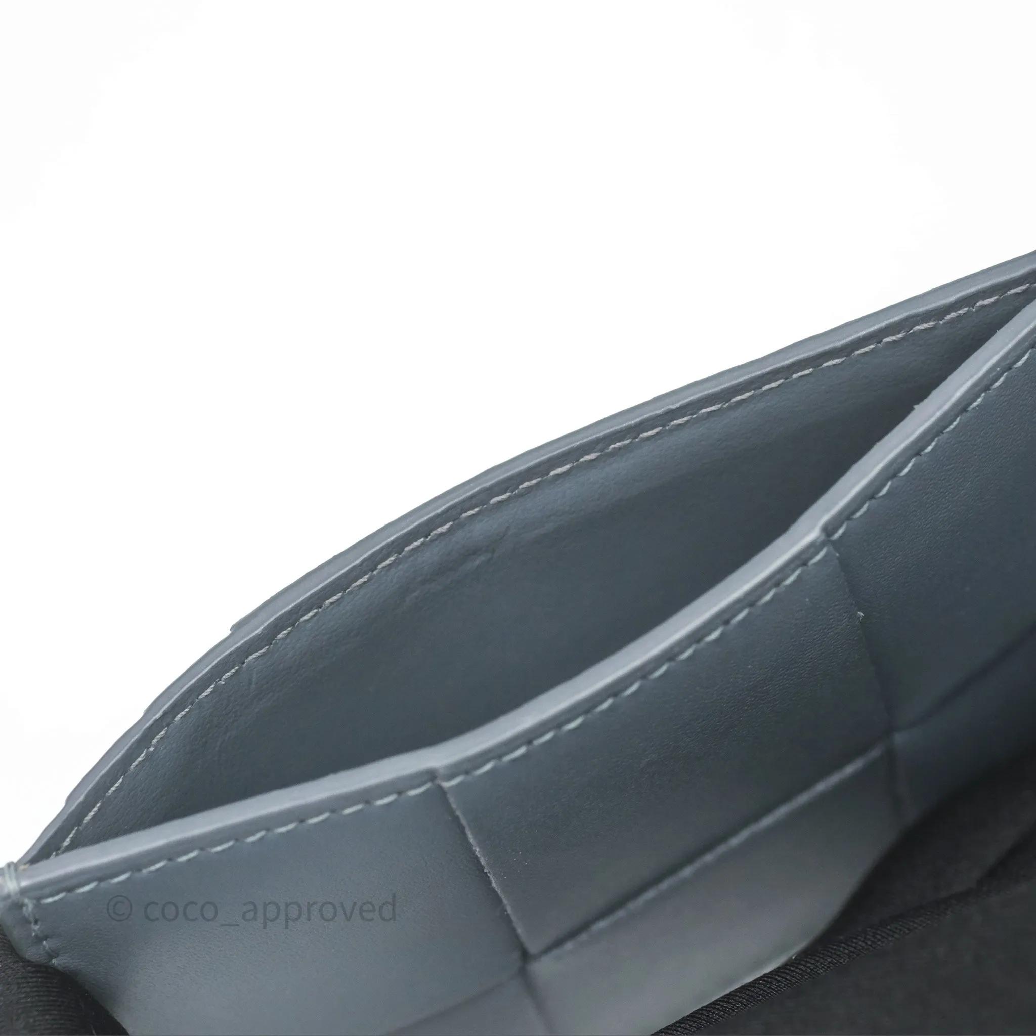Bottega Veneta Cassette Credit Card Case Grey Blue