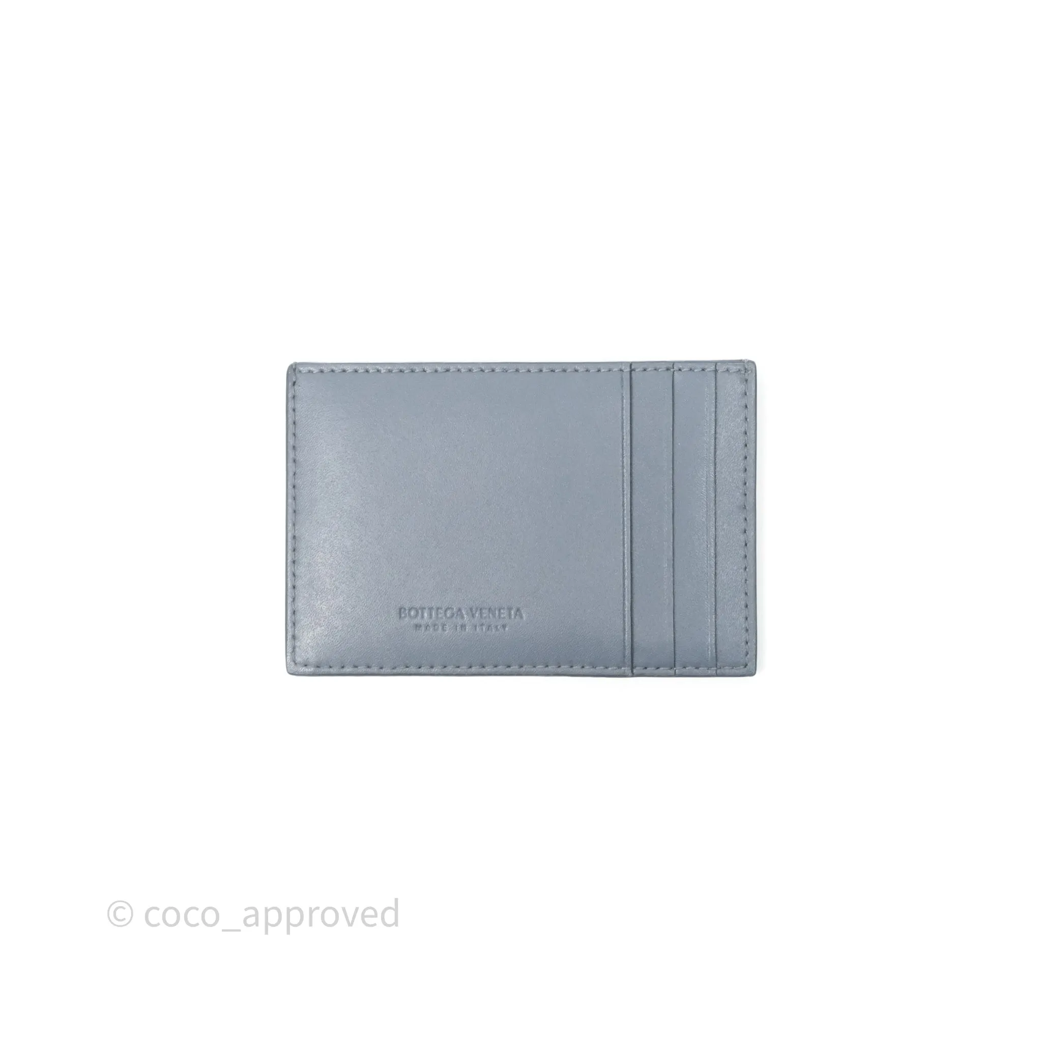 Bottega Veneta Cassette Credit Card Case Grey Blue