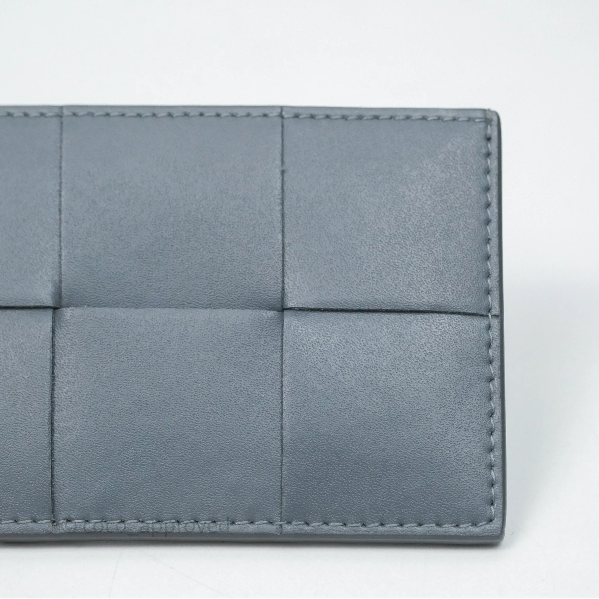 Bottega Veneta Cassette Credit Card Case Grey Blue