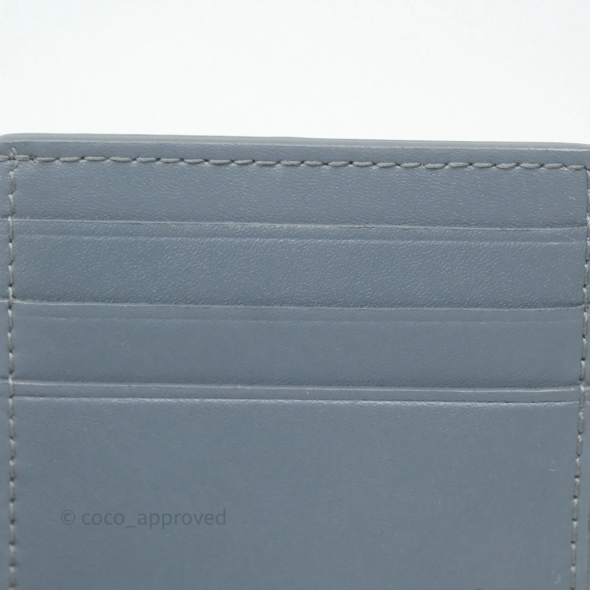 Bottega Veneta Cassette Credit Card Case Grey Blue