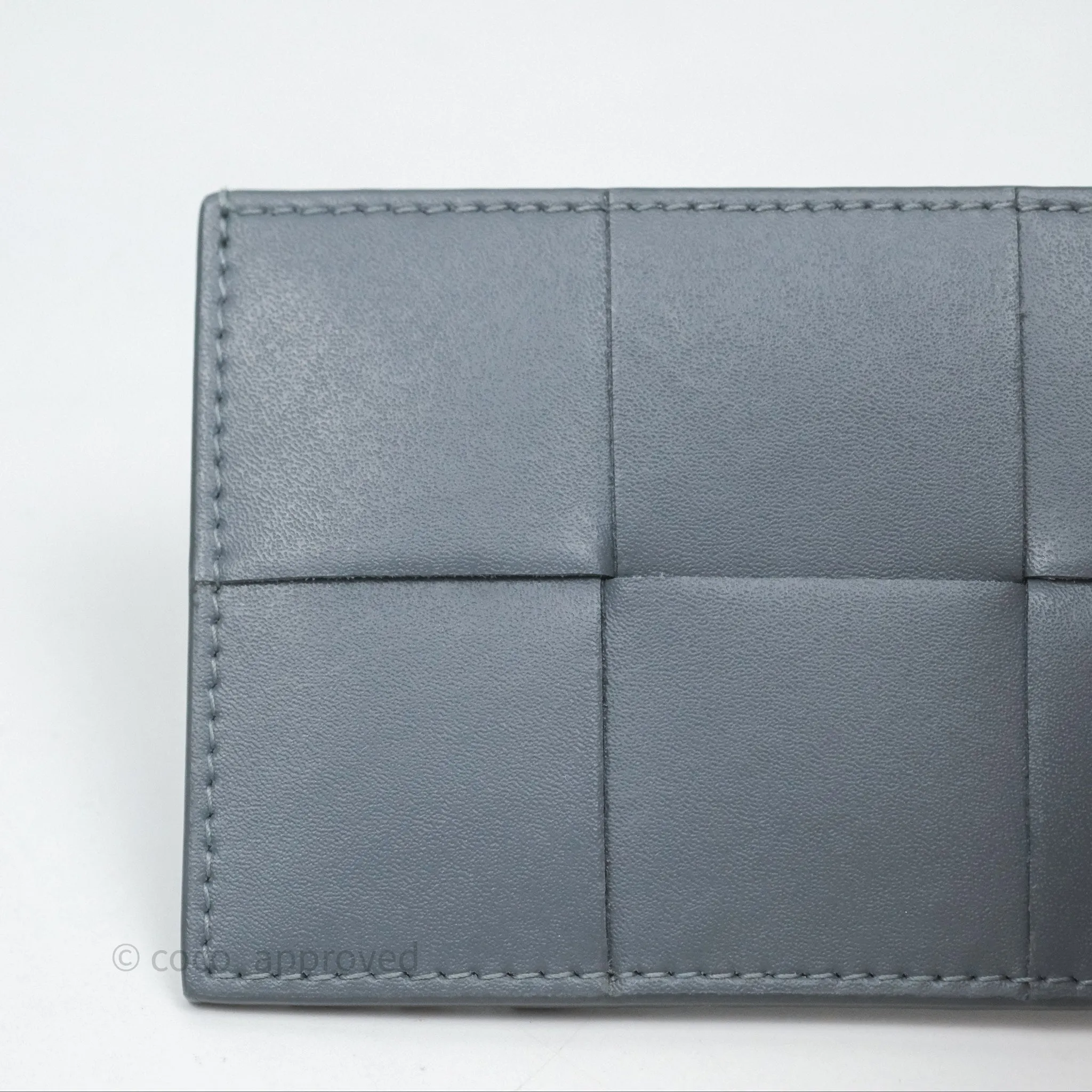 Bottega Veneta Cassette Credit Card Case Grey Blue
