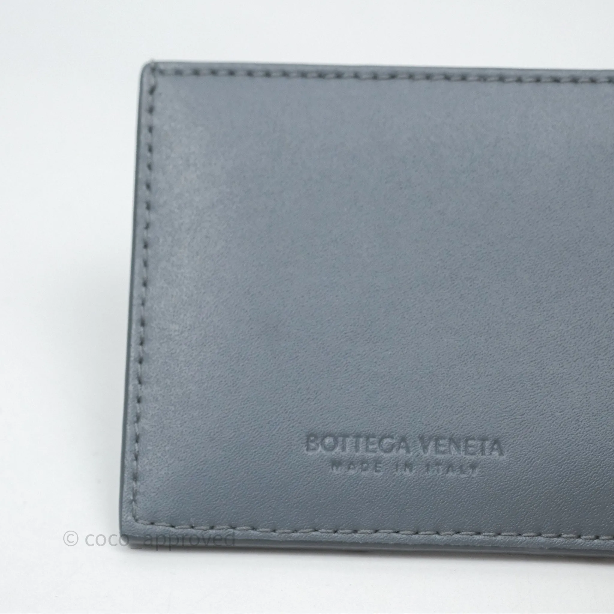 Bottega Veneta Cassette Credit Card Case Grey Blue