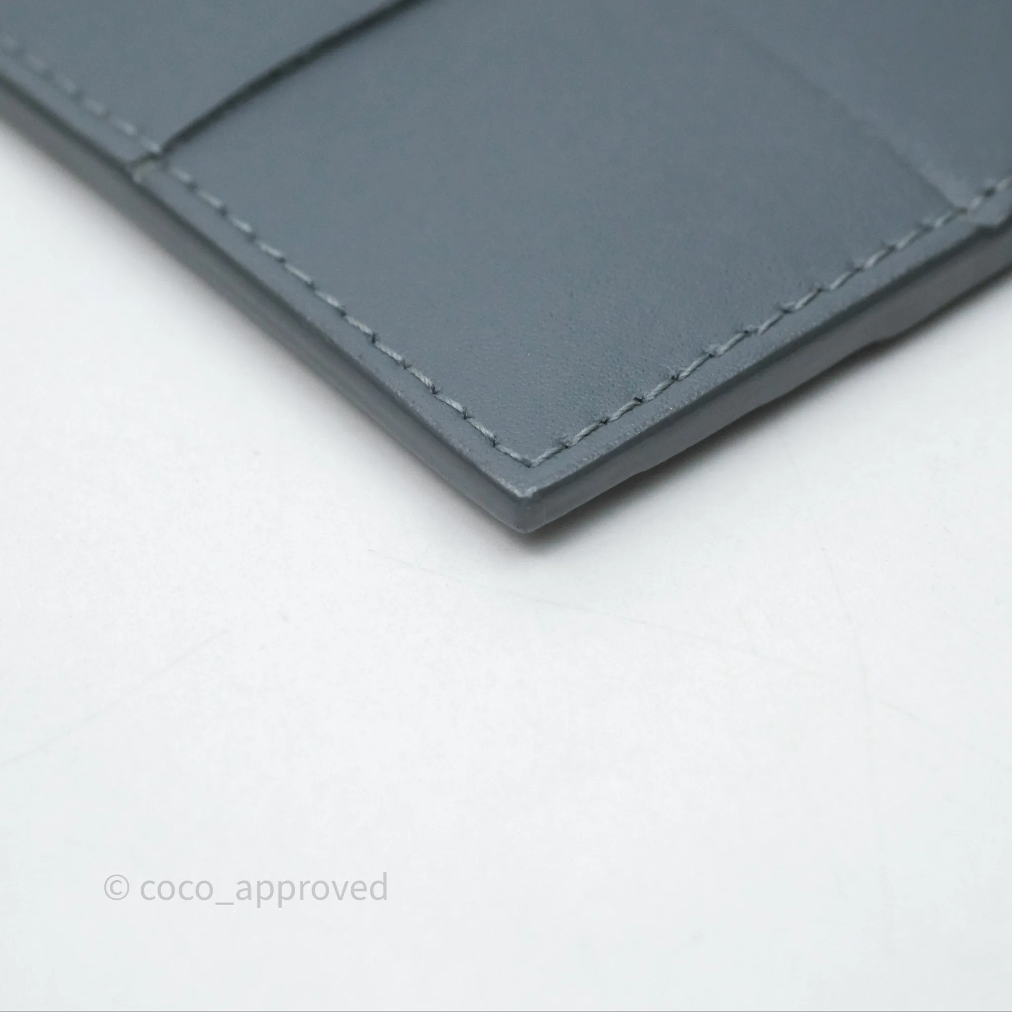Bottega Veneta Cassette Credit Card Case Grey Blue
