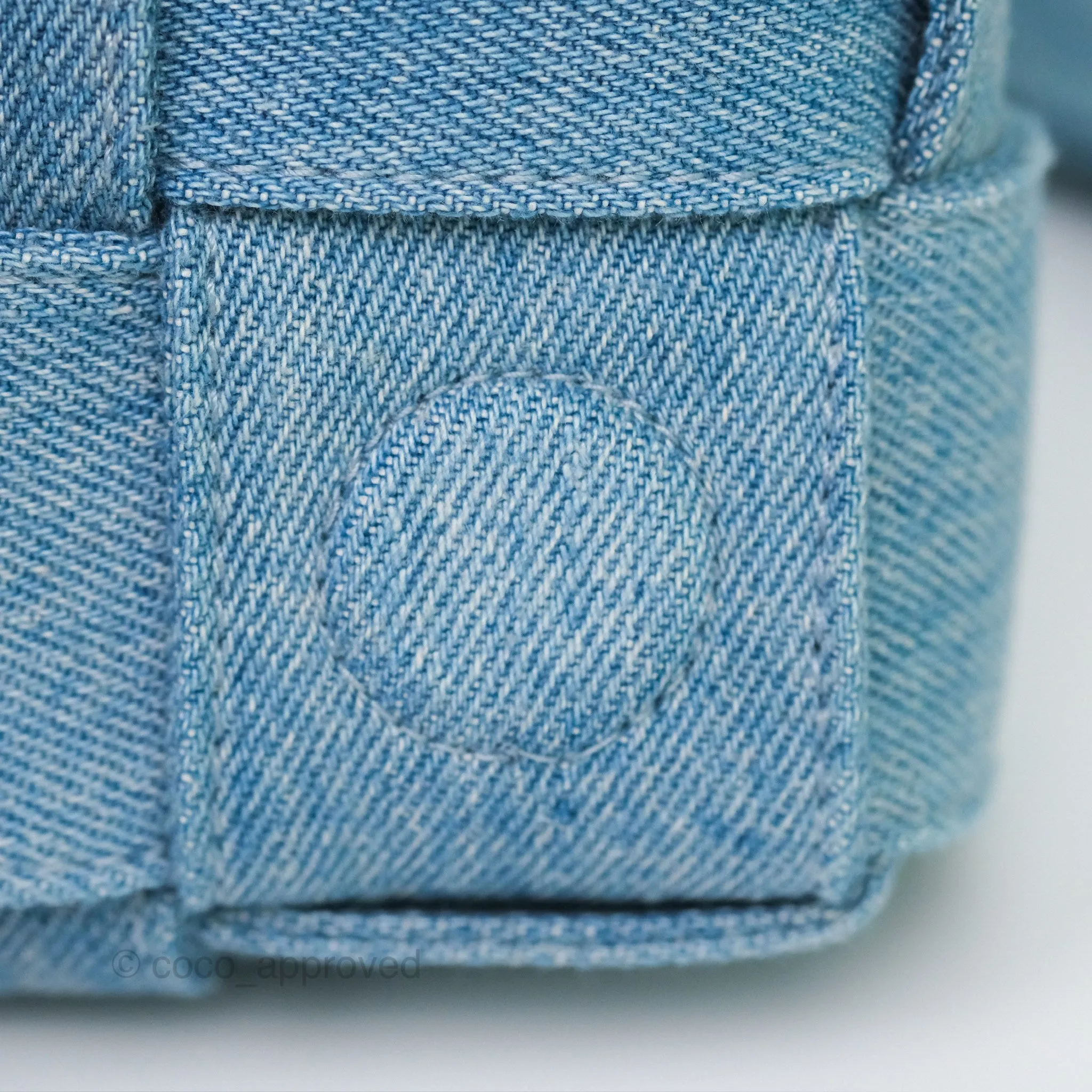 Bottega Veneta Cassette Shoulder Bag Intrecciato Denim