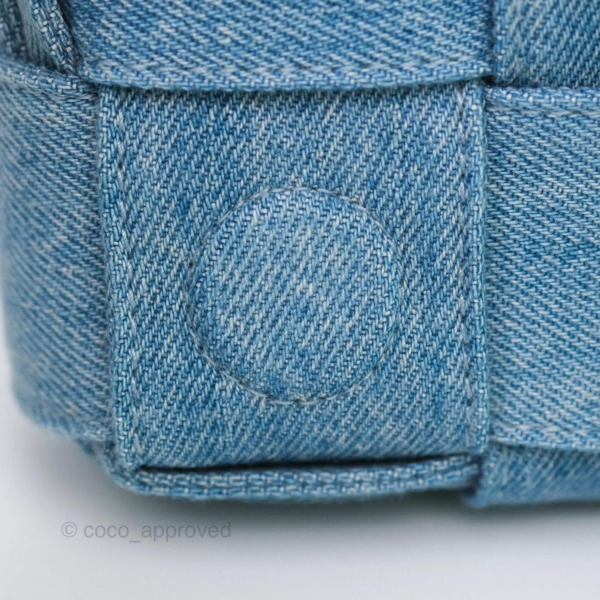 Bottega Veneta Cassette Shoulder Bag Intrecciato Denim