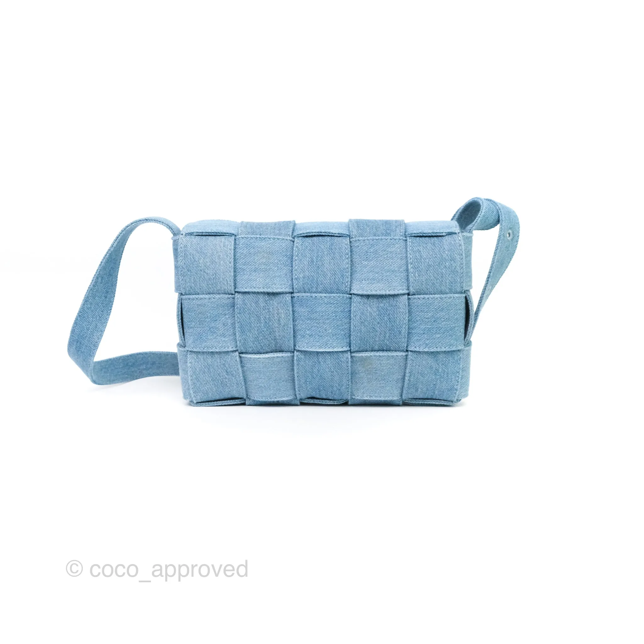 Bottega Veneta Cassette Shoulder Bag Intrecciato Denim