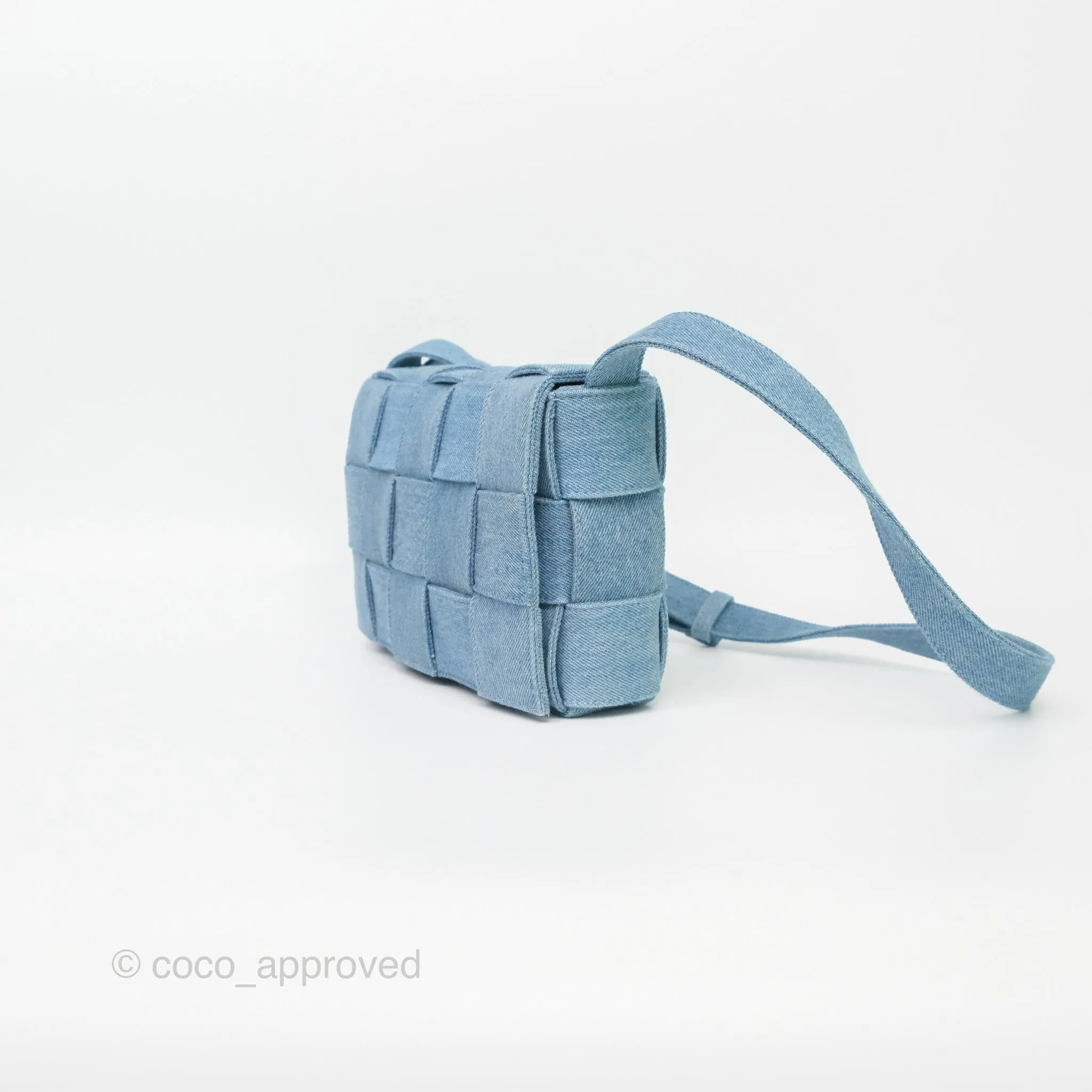 Bottega Veneta Cassette Shoulder Bag Intrecciato Denim