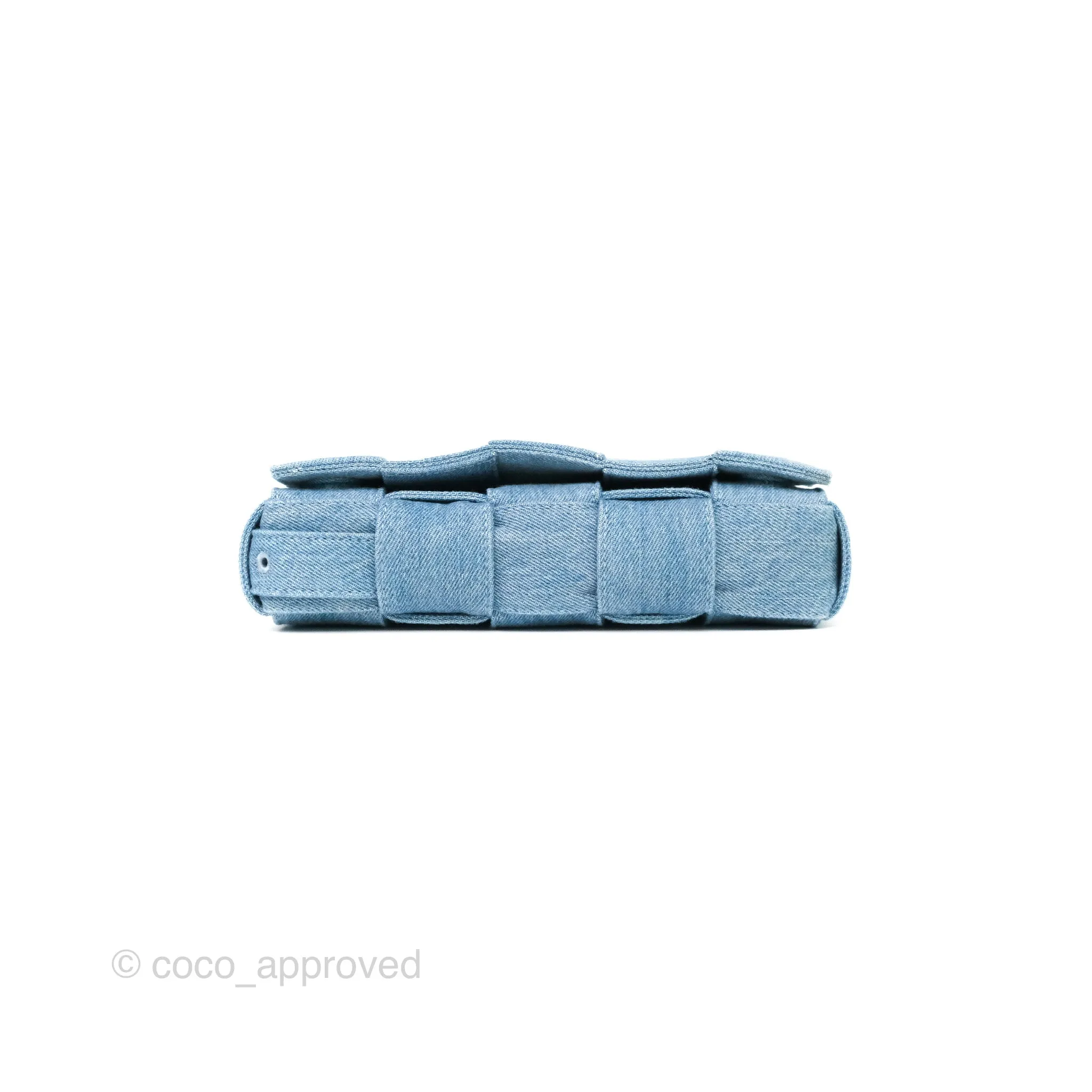 Bottega Veneta Cassette Shoulder Bag Intrecciato Denim