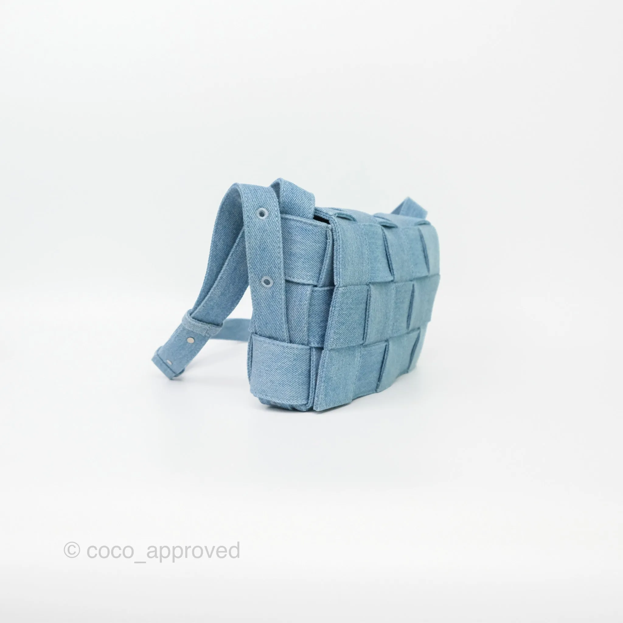 Bottega Veneta Cassette Shoulder Bag Intrecciato Denim