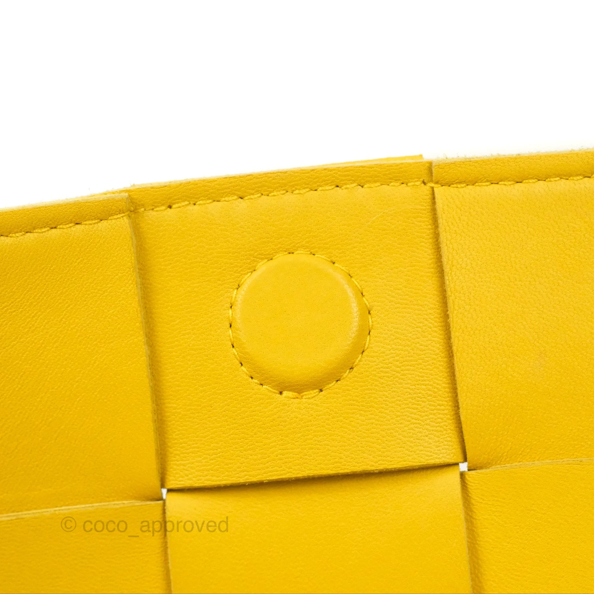 Bottega Veneta Cassette Shoulder Bag Intrecciato Yellow Lambskin