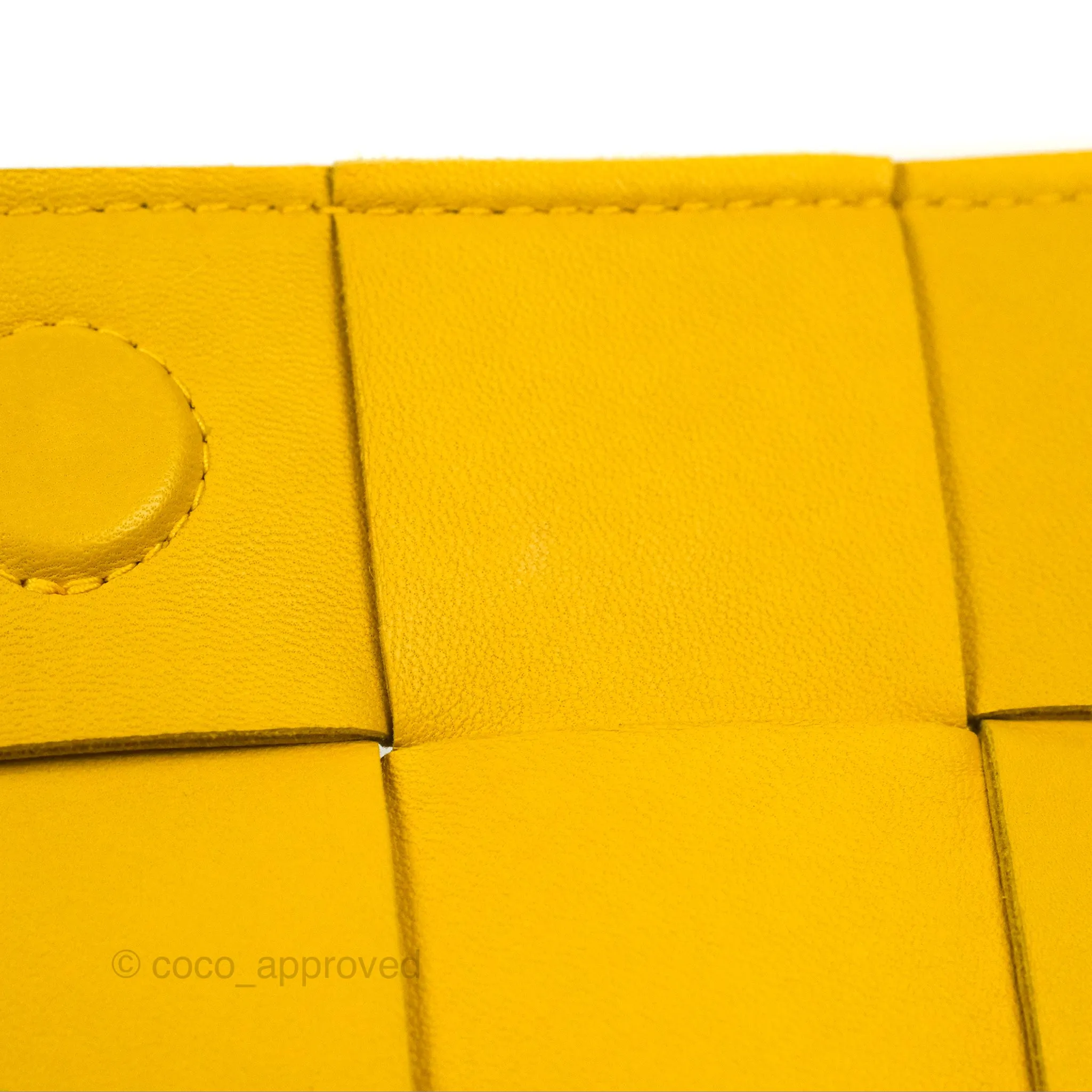 Bottega Veneta Cassette Shoulder Bag Intrecciato Yellow Lambskin