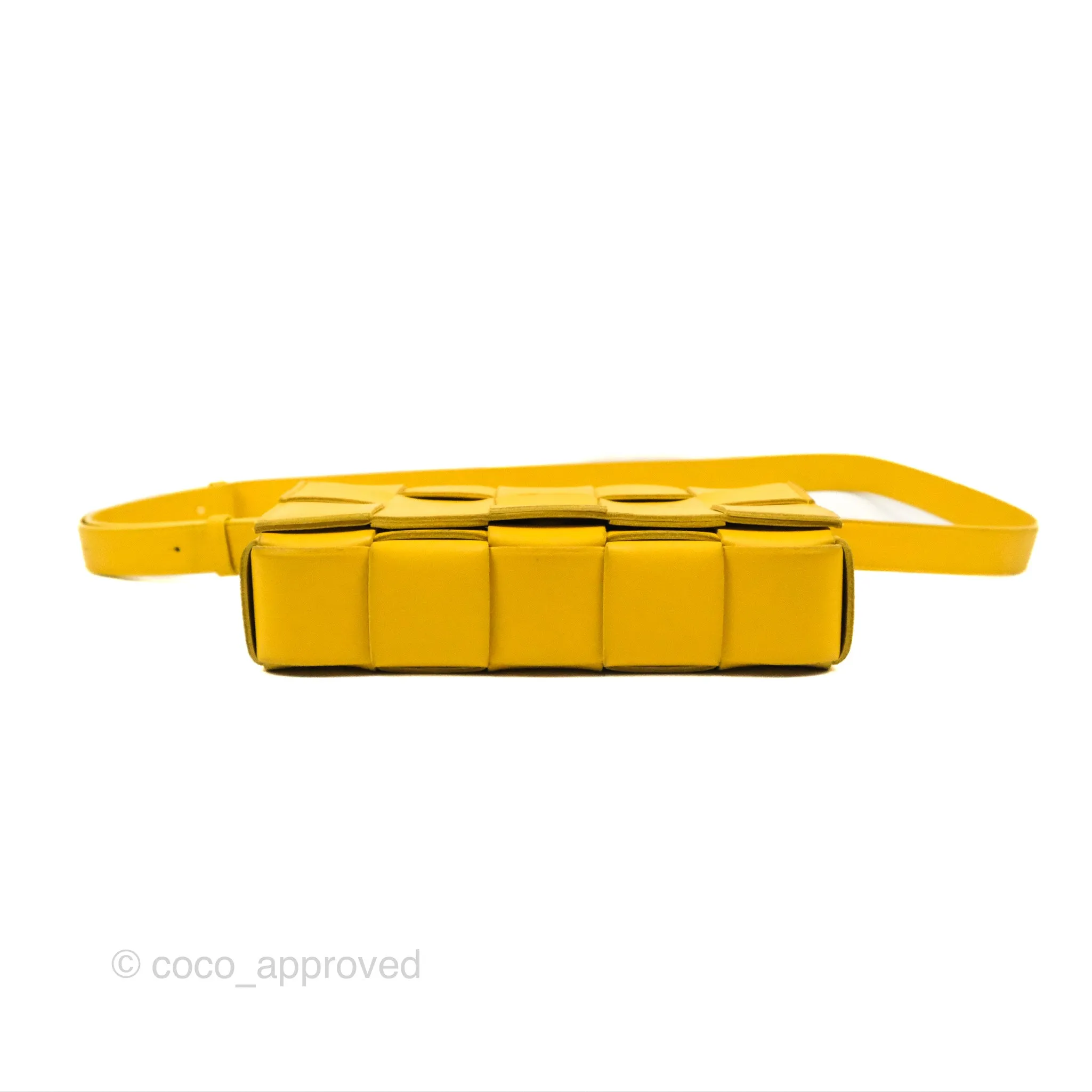 Bottega Veneta Cassette Shoulder Bag Intrecciato Yellow Lambskin