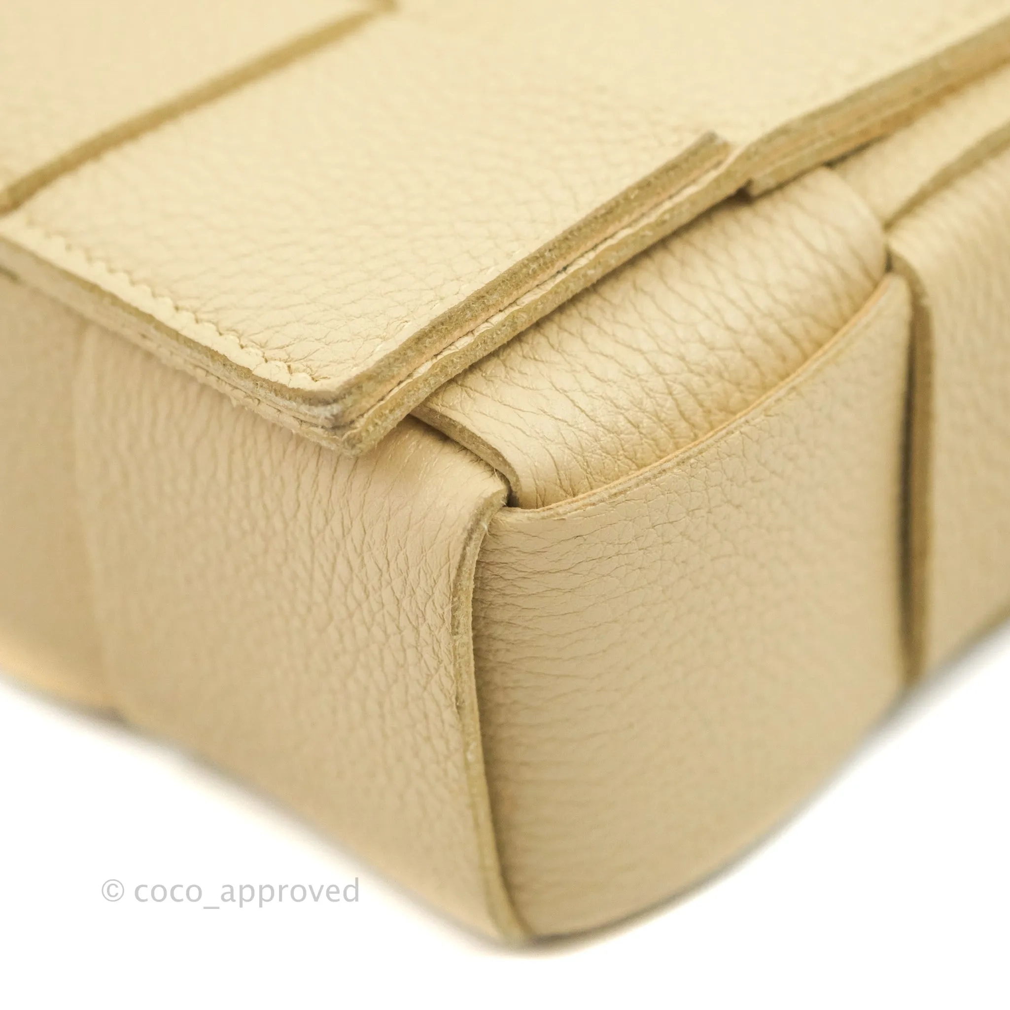 Bottega Veneta Cassette Shoulder Bag Intreccio Porridge Grained Calfskin Gold Hardware