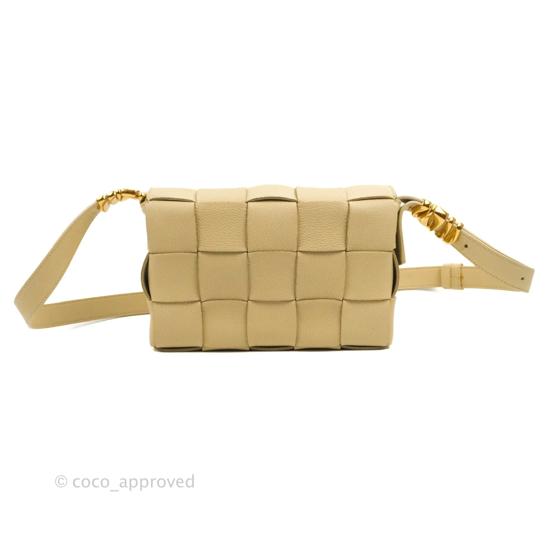 Bottega Veneta Cassette Shoulder Bag Intreccio Porridge Grained Calfskin Gold Hardware