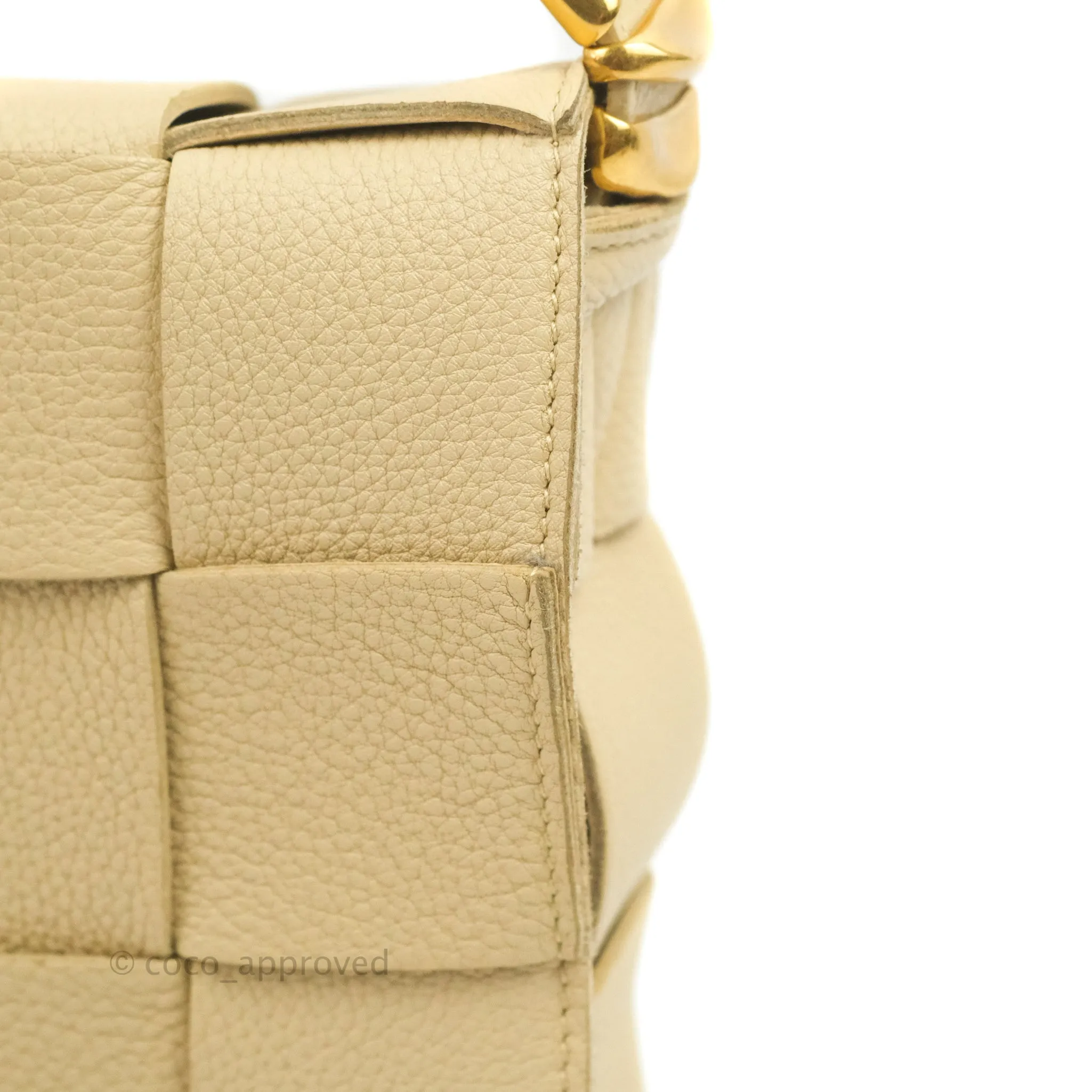 Bottega Veneta Cassette Shoulder Bag Intreccio Porridge Grained Calfskin Gold Hardware