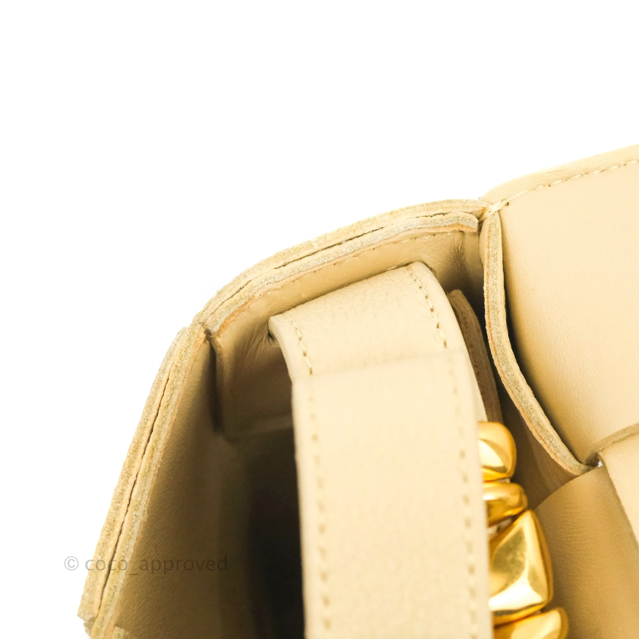 Bottega Veneta Cassette Shoulder Bag Intreccio Porridge Grained Calfskin Gold Hardware