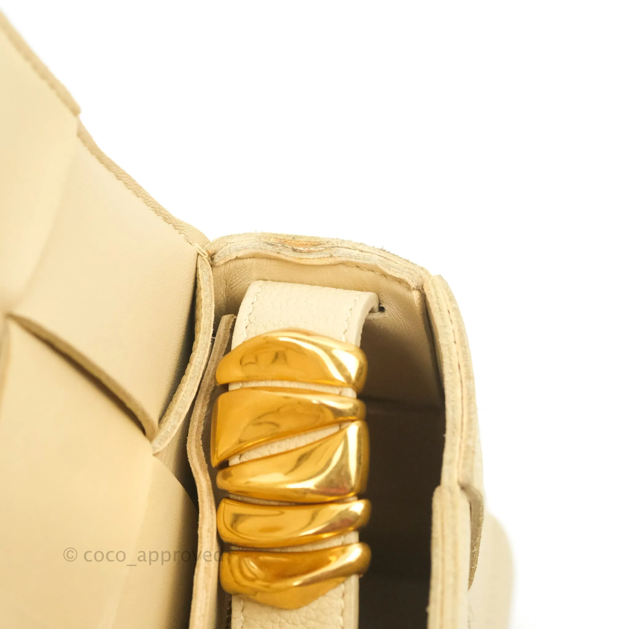 Bottega Veneta Cassette Shoulder Bag Intreccio Porridge Grained Calfskin Gold Hardware