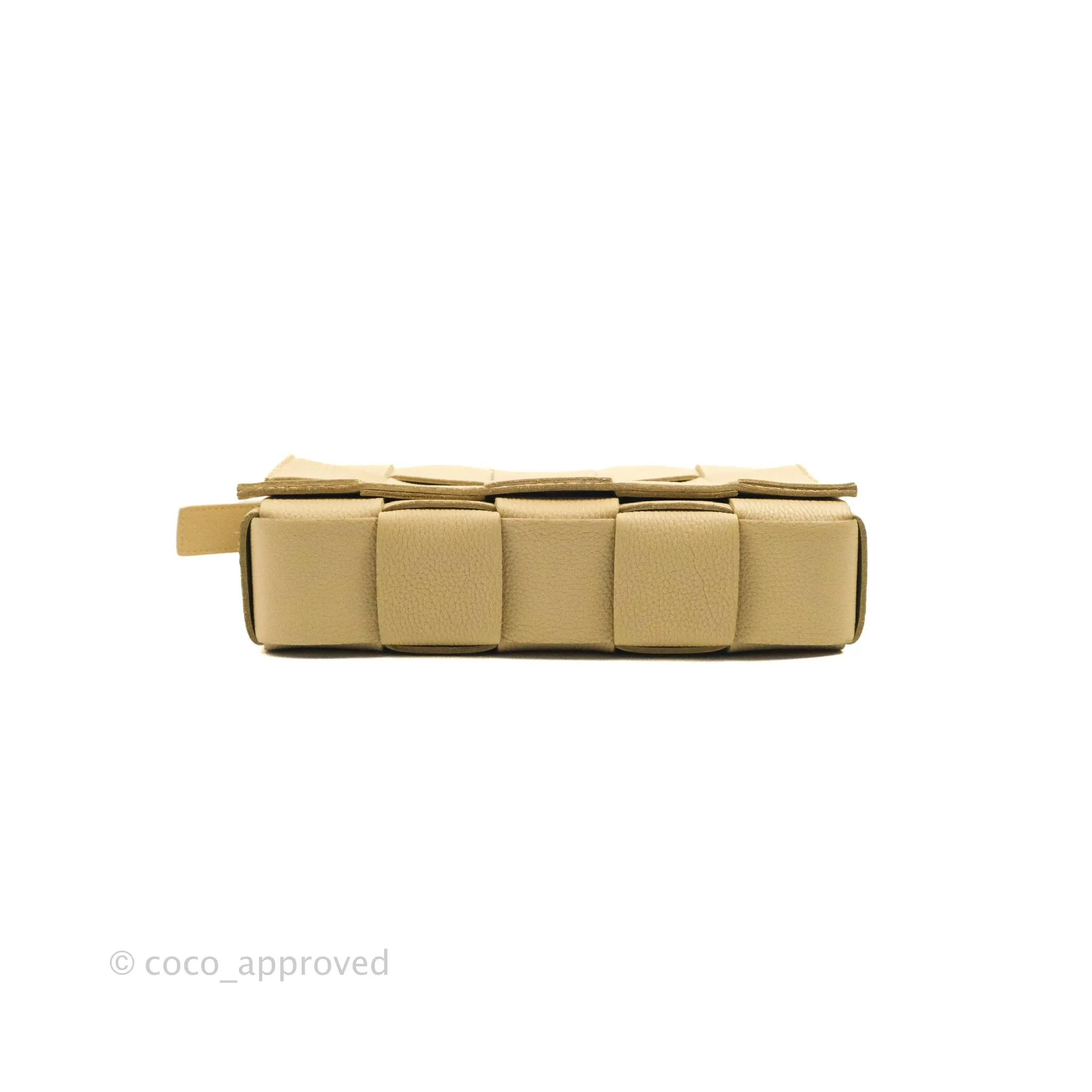 Bottega Veneta Cassette Shoulder Bag Intreccio Porridge Grained Calfskin Gold Hardware