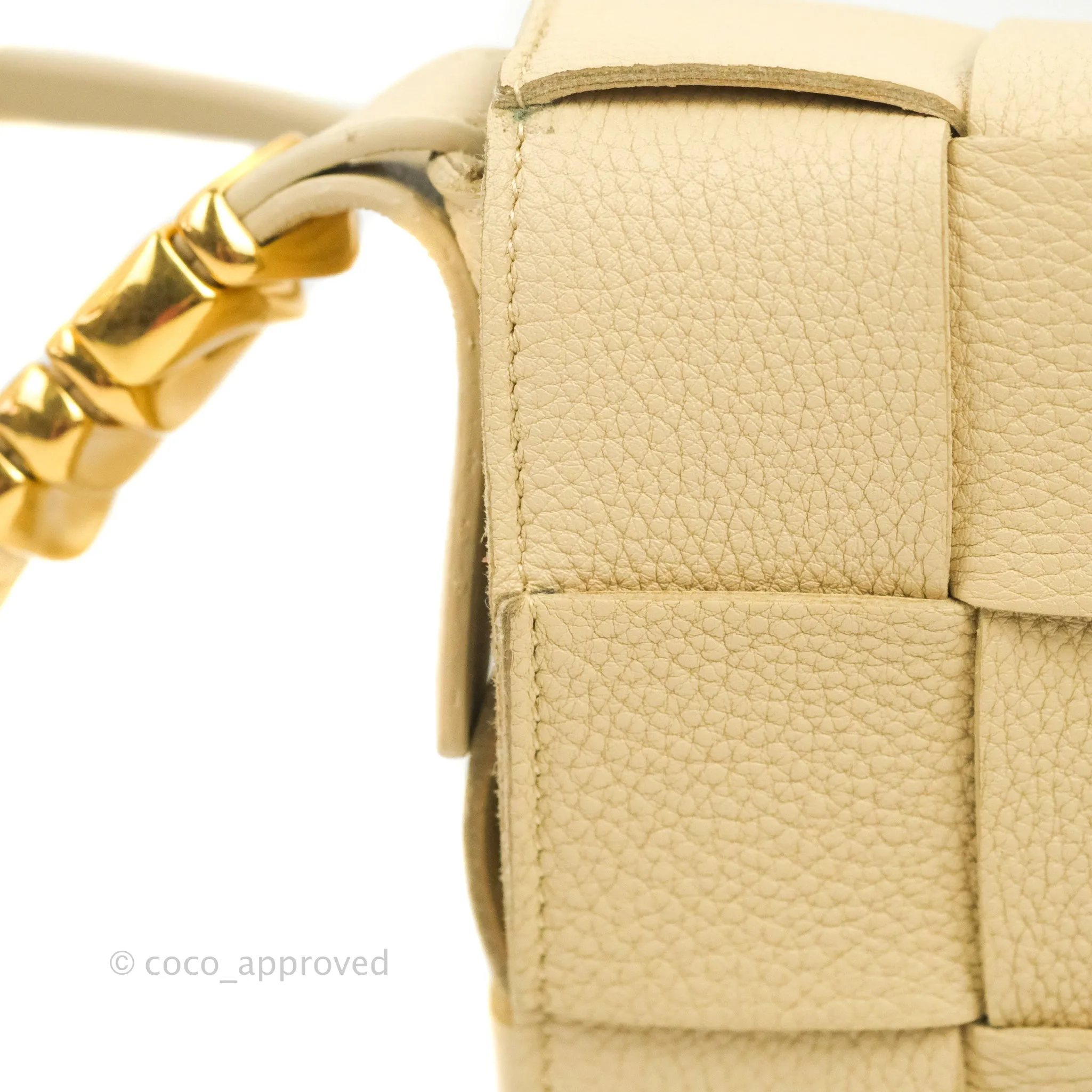 Bottega Veneta Cassette Shoulder Bag Intreccio Porridge Grained Calfskin Gold Hardware