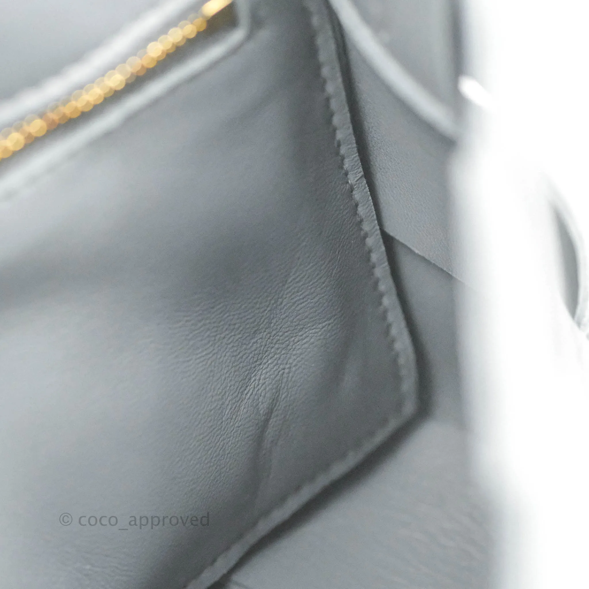 Bottega Veneta Cassette Shoulder Bag Intreccio Thunder Grey Grained Calfskin Gold Hardware