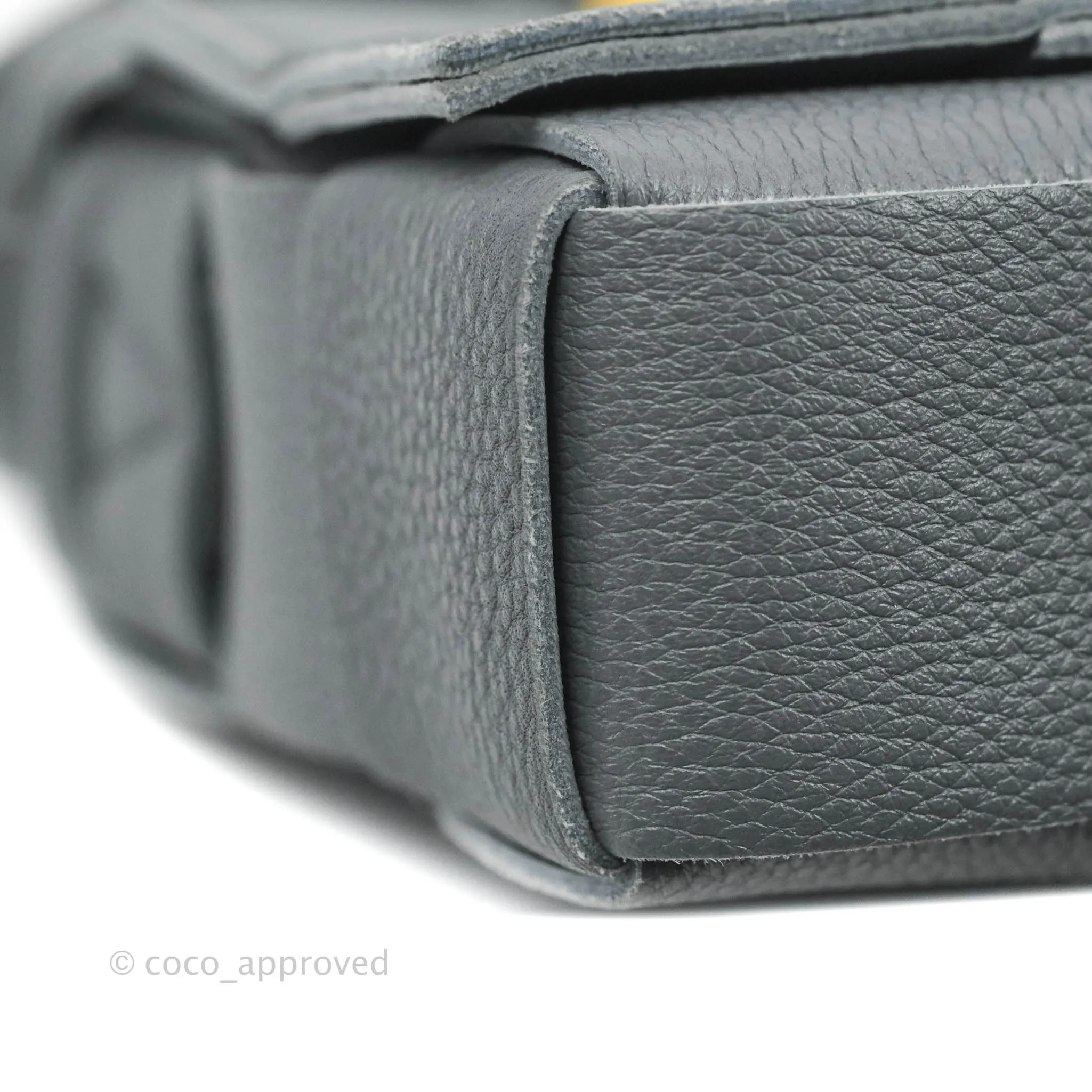 Bottega Veneta Cassette Shoulder Bag Intreccio Thunder Grey Grained Calfskin Gold Hardware