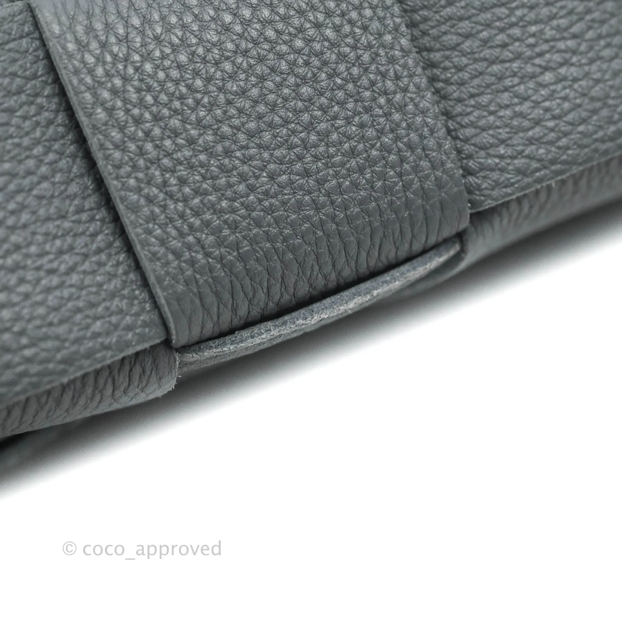 Bottega Veneta Cassette Shoulder Bag Intreccio Thunder Grey Grained Calfskin Gold Hardware