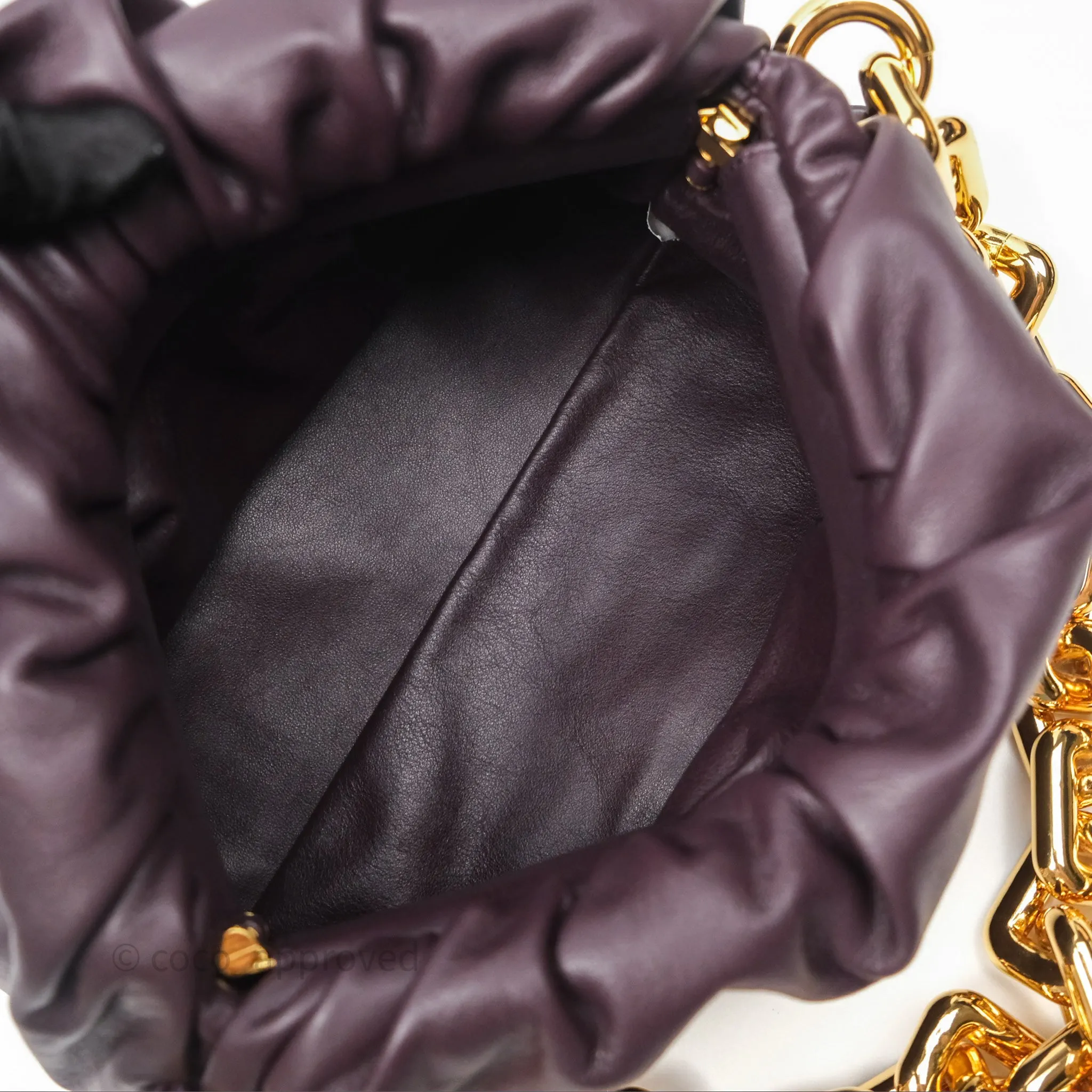 Bottega Veneta Chain Pouch Brown Calfskin Gold Hardware