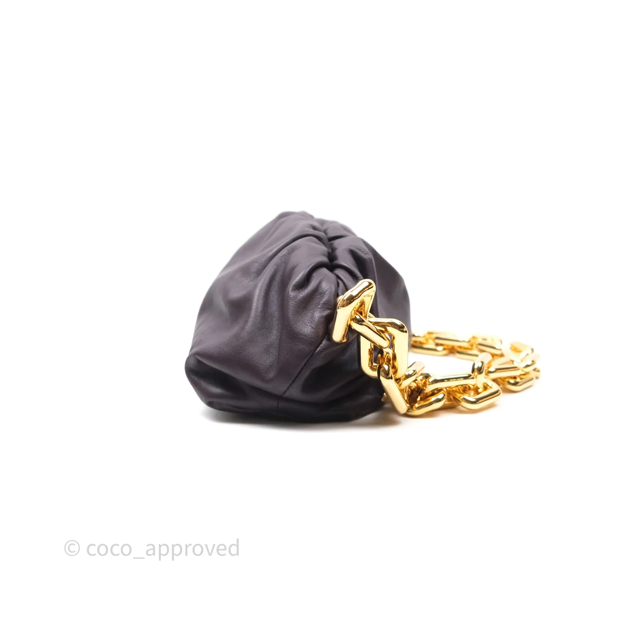 Bottega Veneta Chain Pouch Brown Calfskin Gold Hardware
