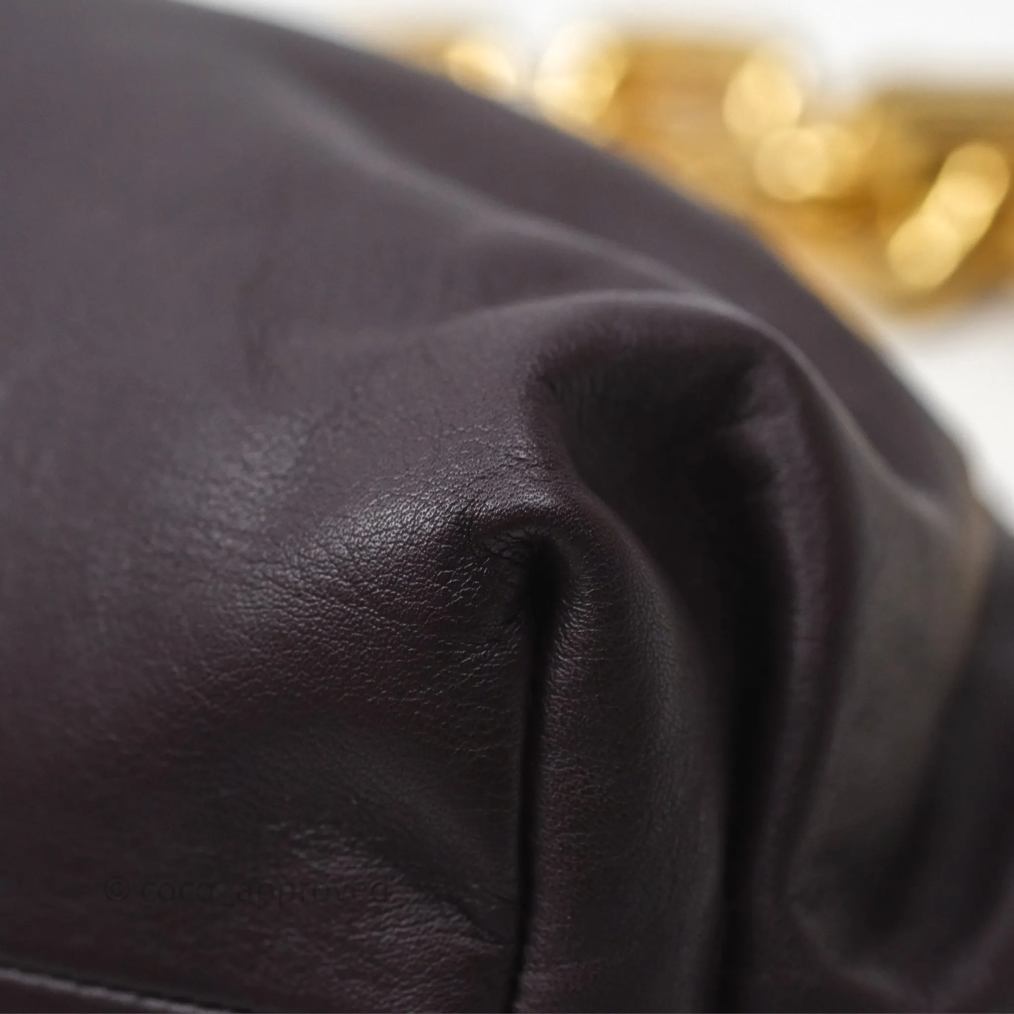Bottega Veneta Chain Pouch Brown Calfskin Gold Hardware
